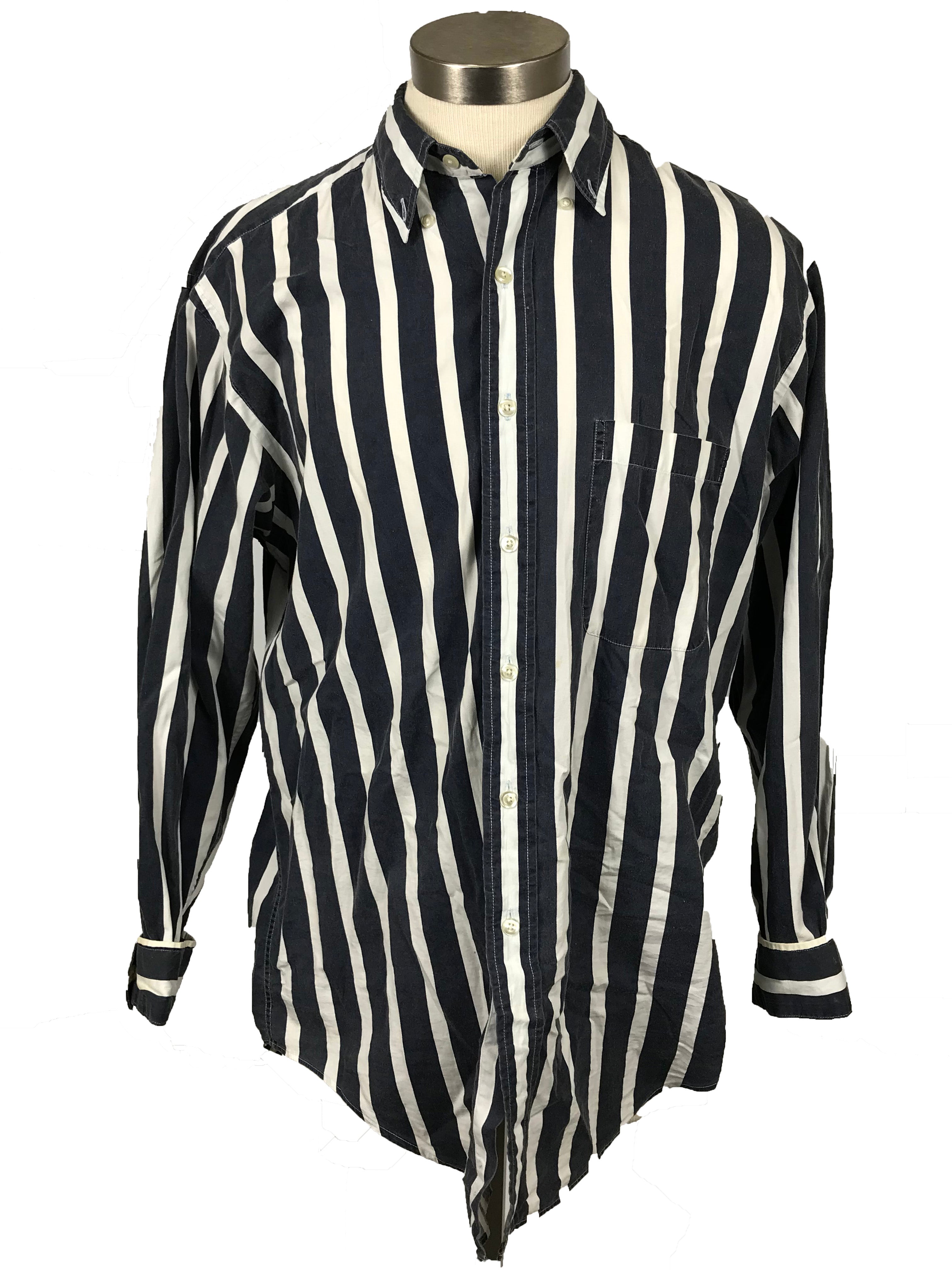 Brooks Brothers Gray and White Striped Dress Shirt Men's Size Medium