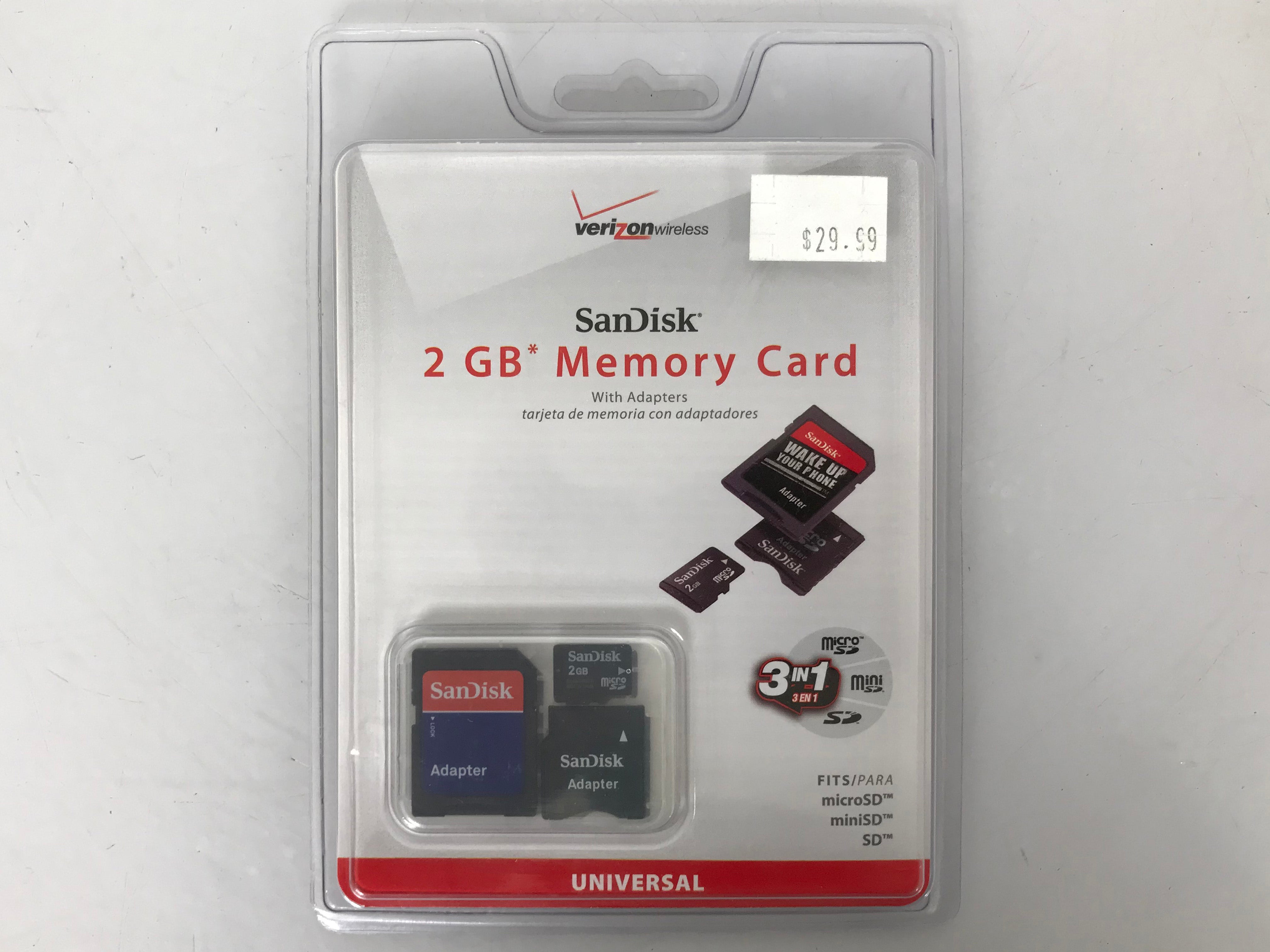 Sandisk 2GB Memory 3 in 1 MicroSD Card with Adapters