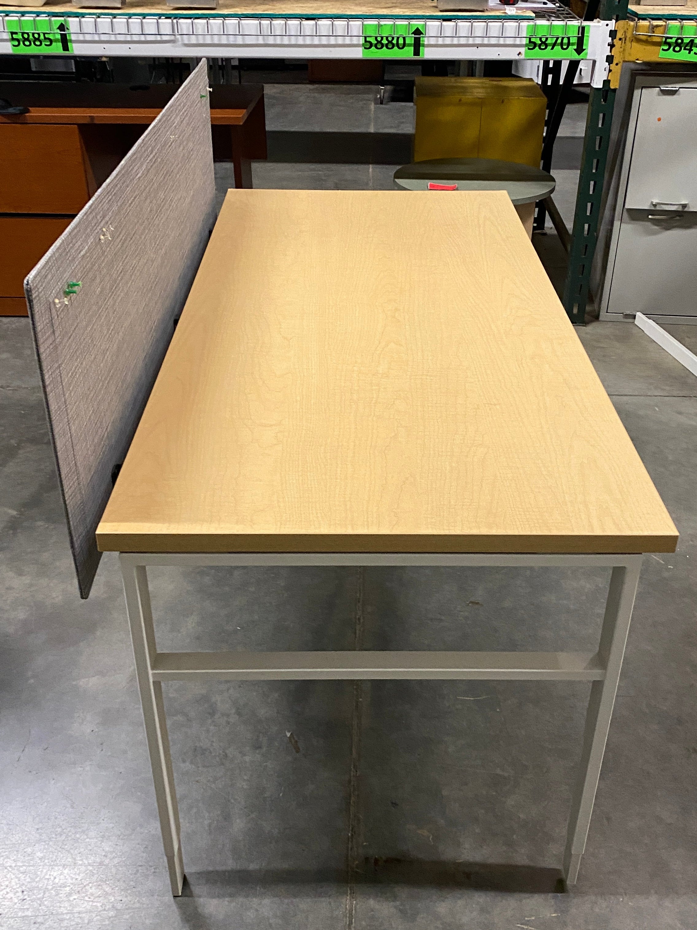 Wooden Rectangular Laminate Top Table w/ Bulletin Board Back