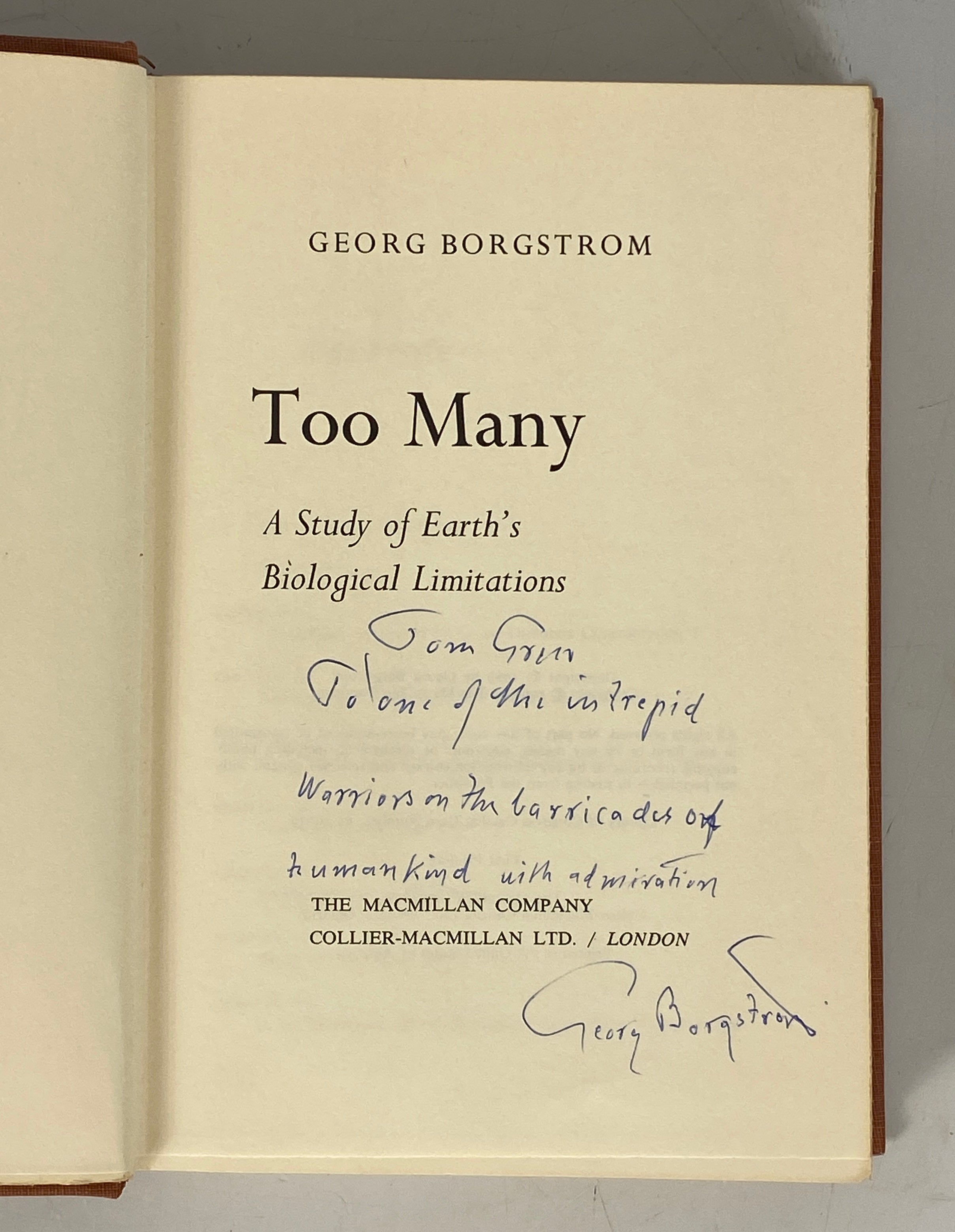 3 G. Borgstrom: Too Many/The Hungry Planet/Focal Points Inscribed 1st Print HCDJ