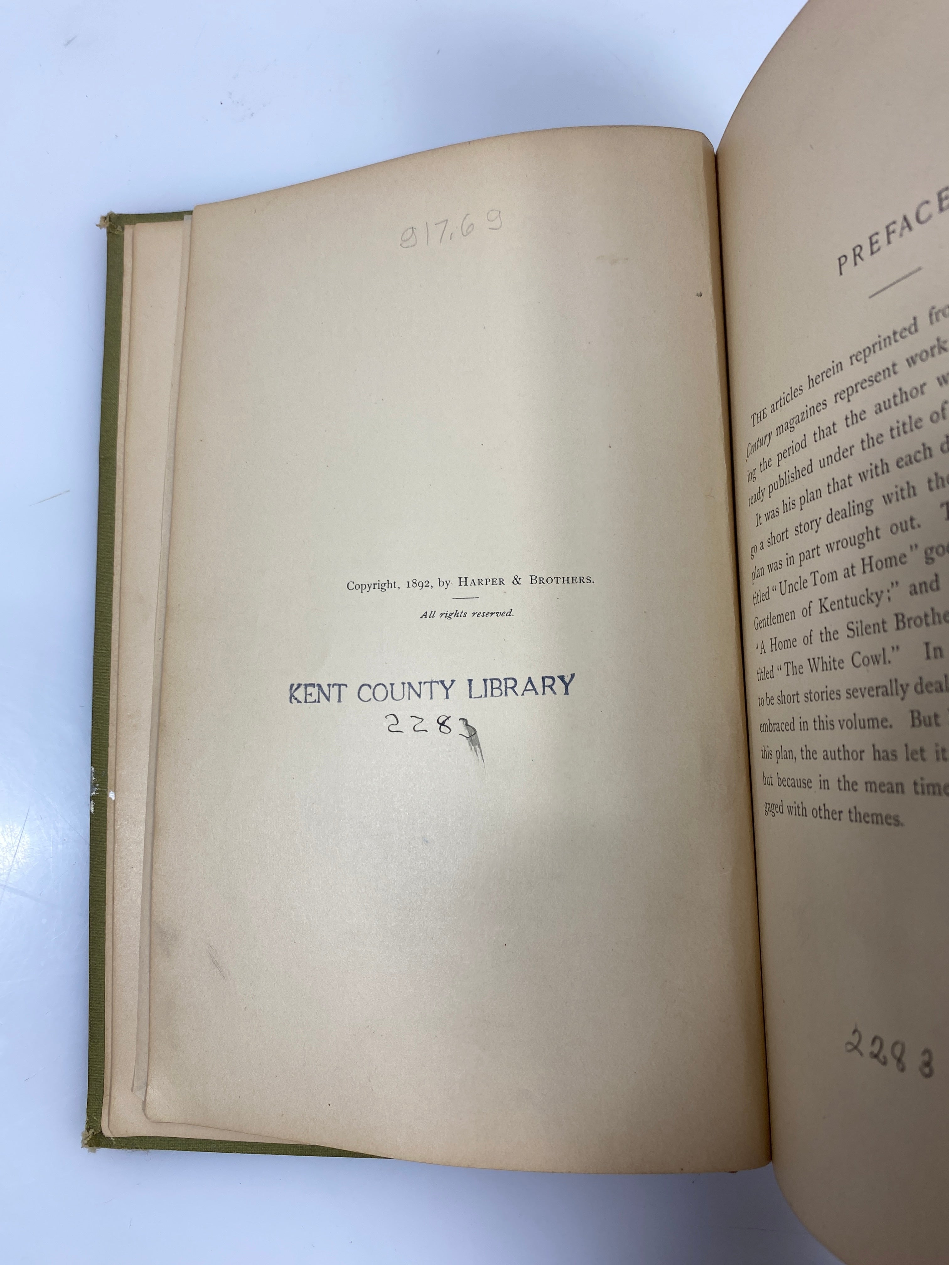 The Blue-Grass Region of Kentucky by Allen Ex-Library 1892 HC