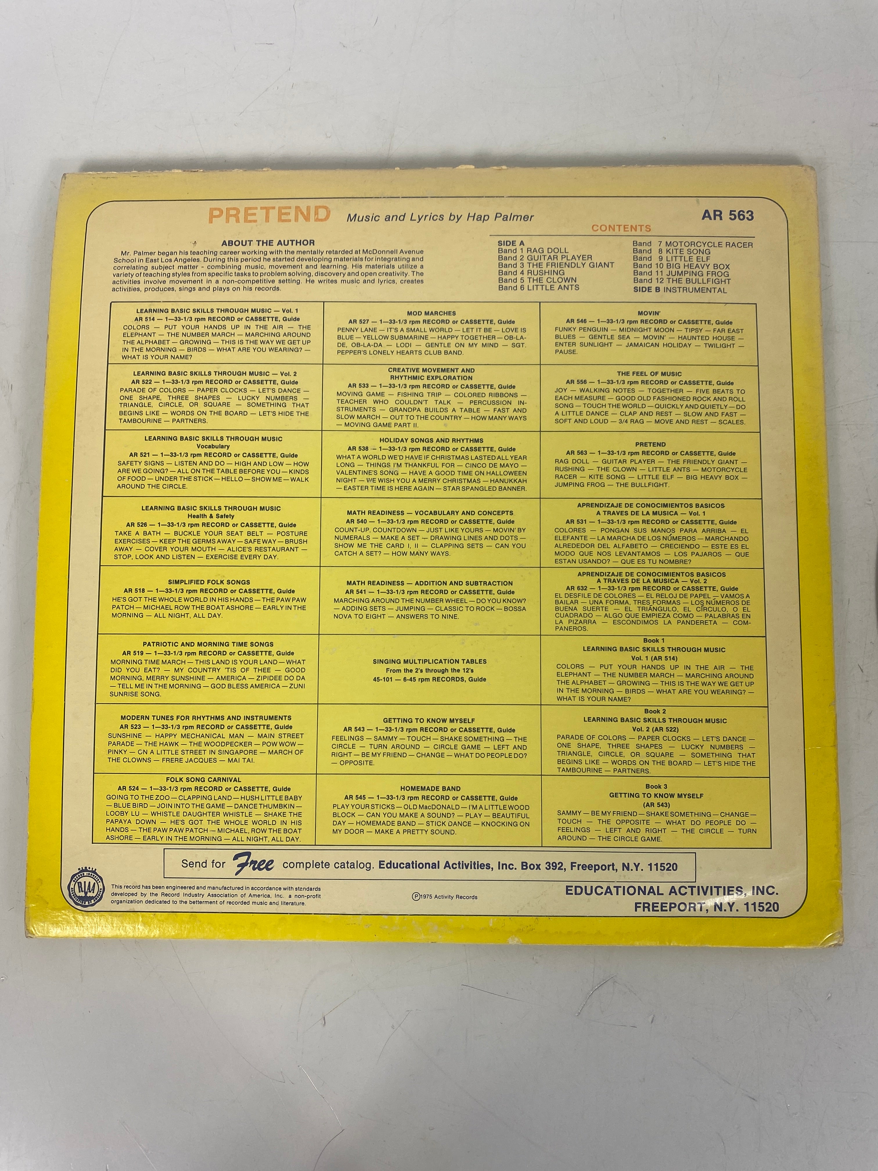 Pretend by Hap Palmer Educational Children's Vinyl Record