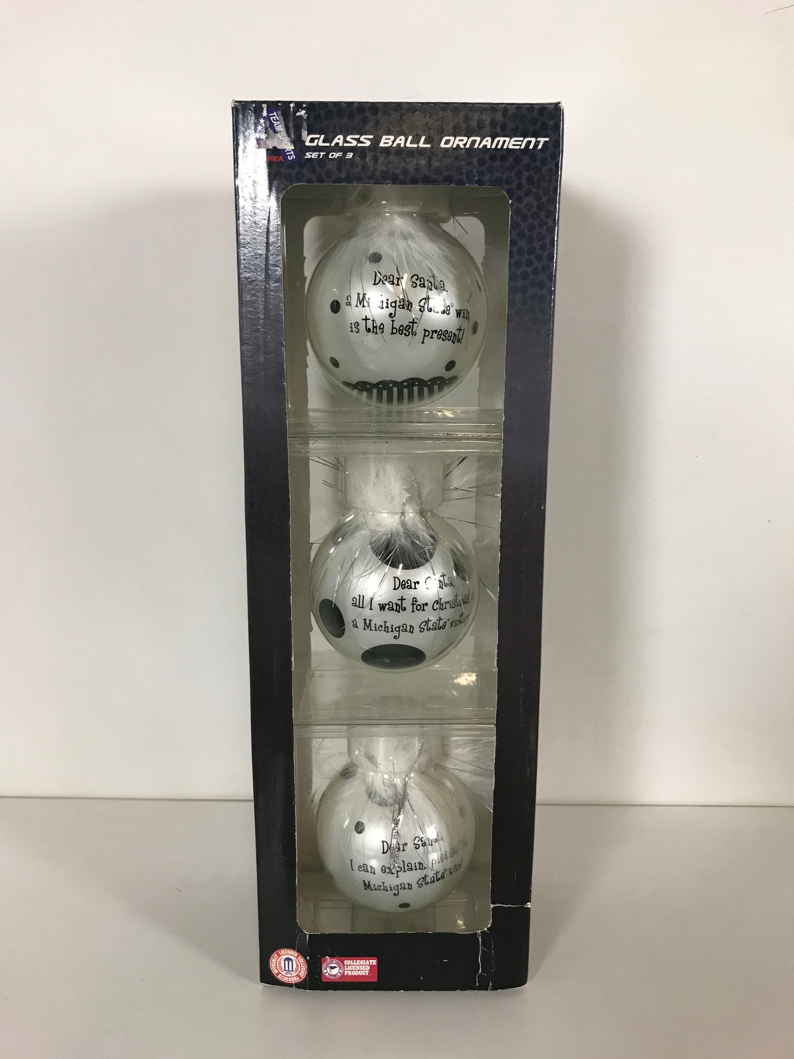Team Sports America Michigan State Glass Ball Christmas Ornaments
