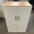 White Wooden Laminate Top Cabinet w/ Shelves