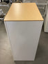 White Wooden Laminate Top Cabinet w/ Shelves