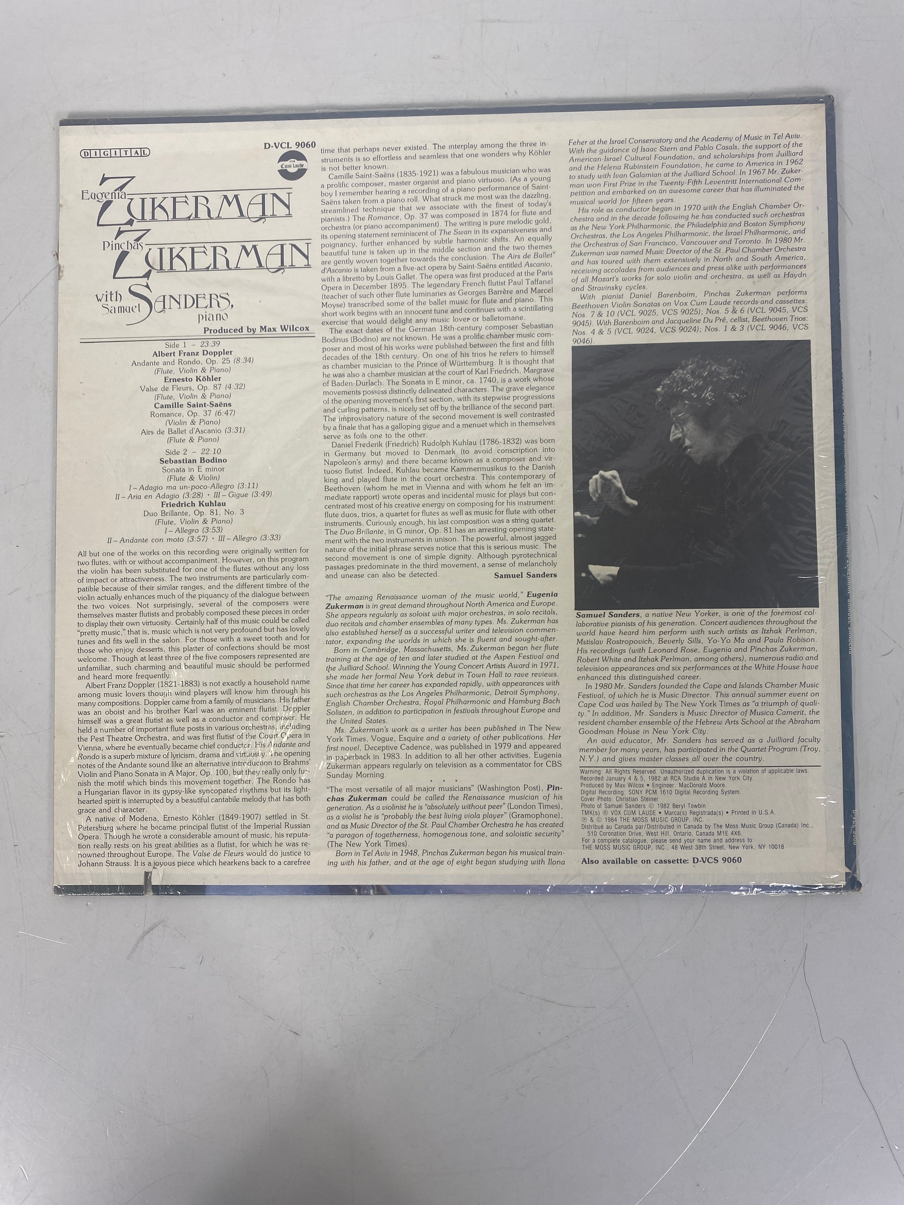 Eugenia and Pinchas Zukerman with Samuel Sanders Vinyl Record