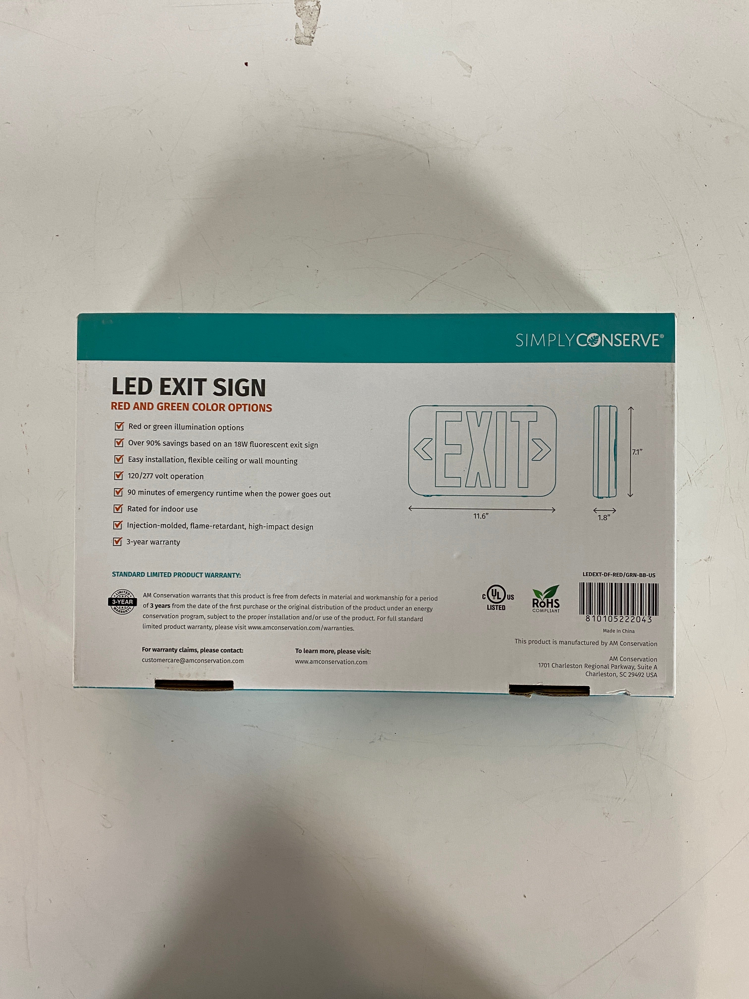 SimplyConserve Dual Color LED Exit Sign