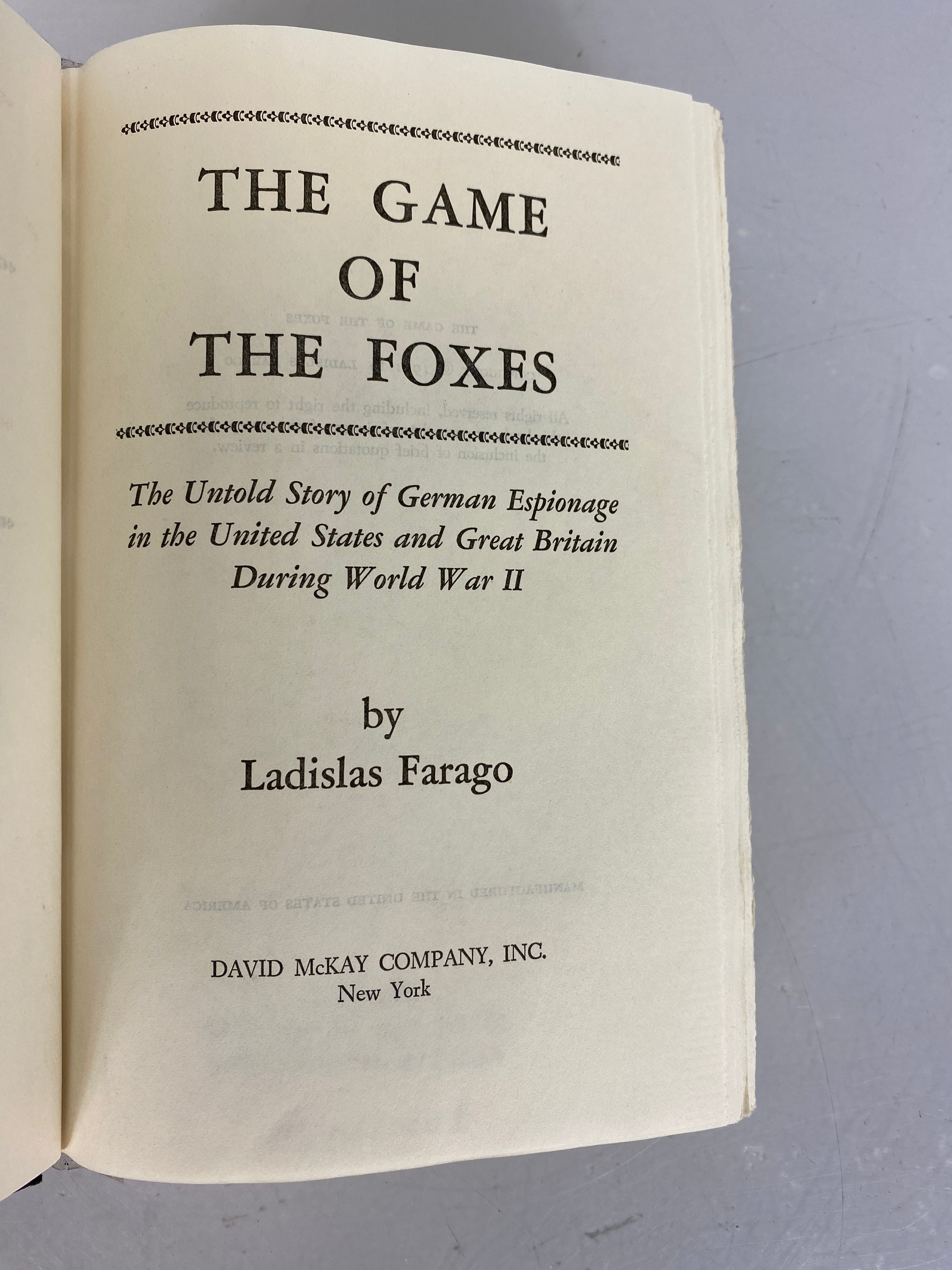 Lot of 2 The Game of the Foxes 1971 / The Broken Seal 1967 Ladislas Farago HC DJ