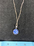 Japanese Kiyomizu-yaki Floral Pendant Necklace with Silver Chain