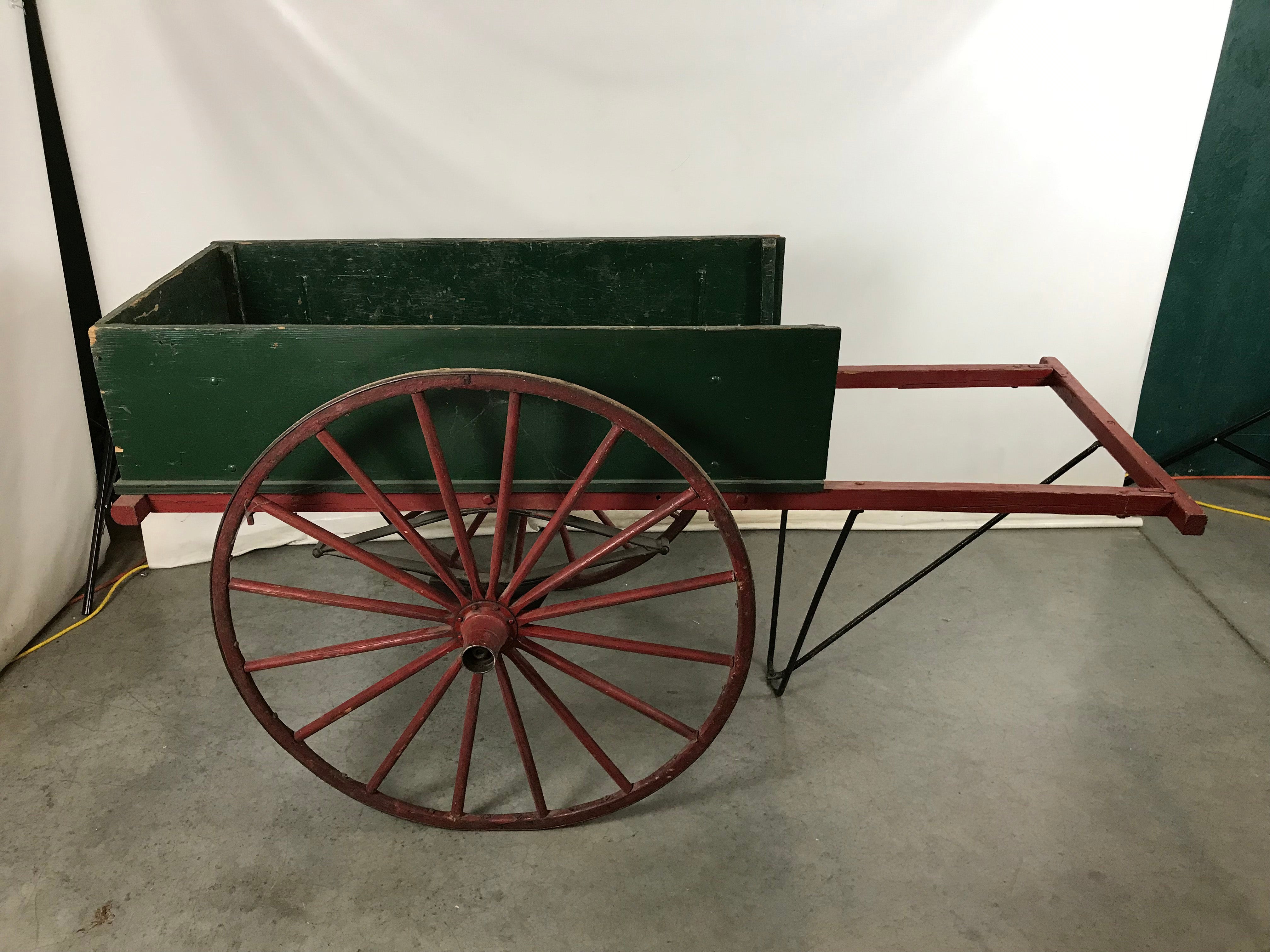 Antique Wood and Metal Baggage Cart