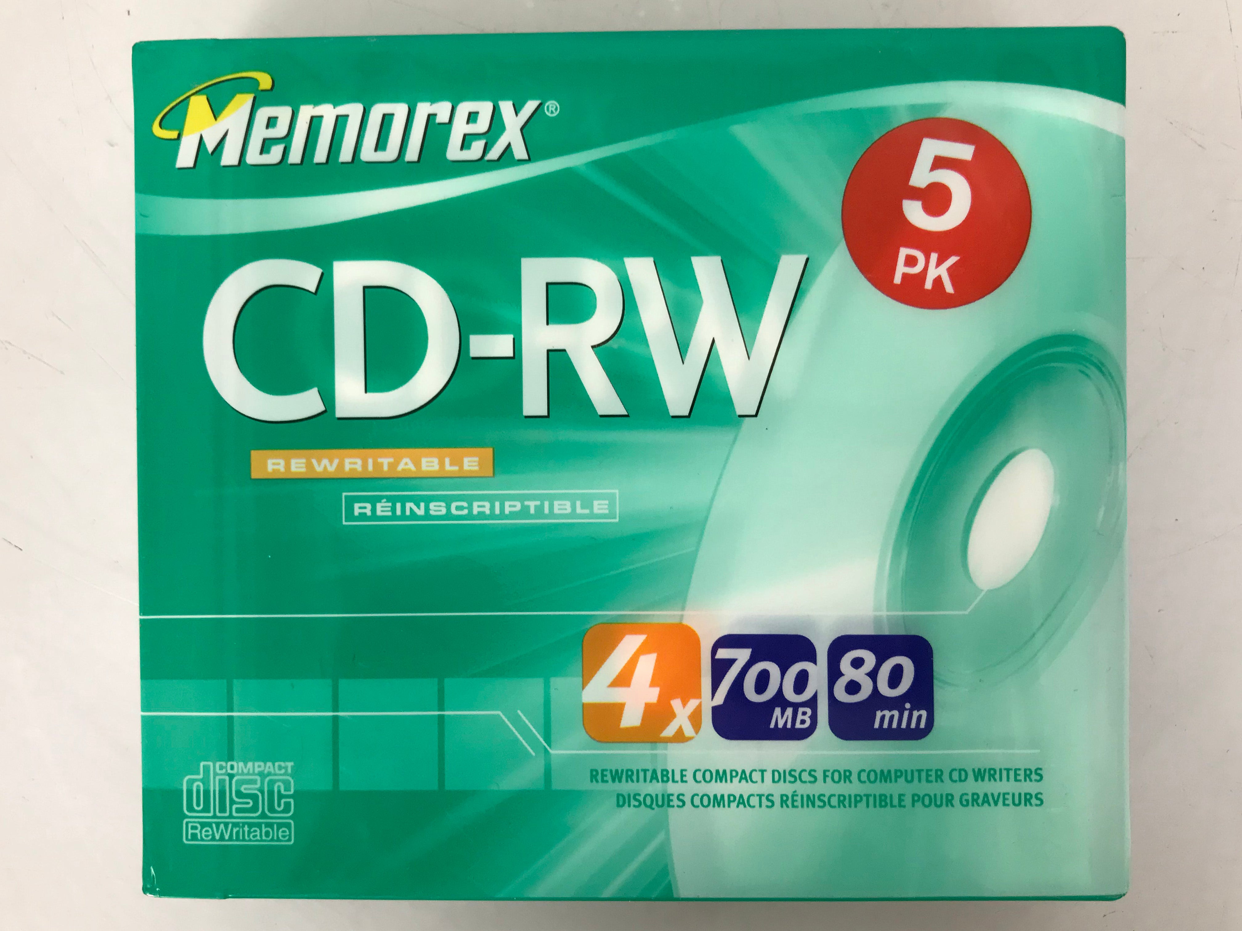 Memorex 80-Min. 5-pk. CD-RW Slim Disc Pack