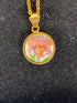 Japanese Kiyomizu-yaki Floral Pendant Necklace with Gold Chain #2