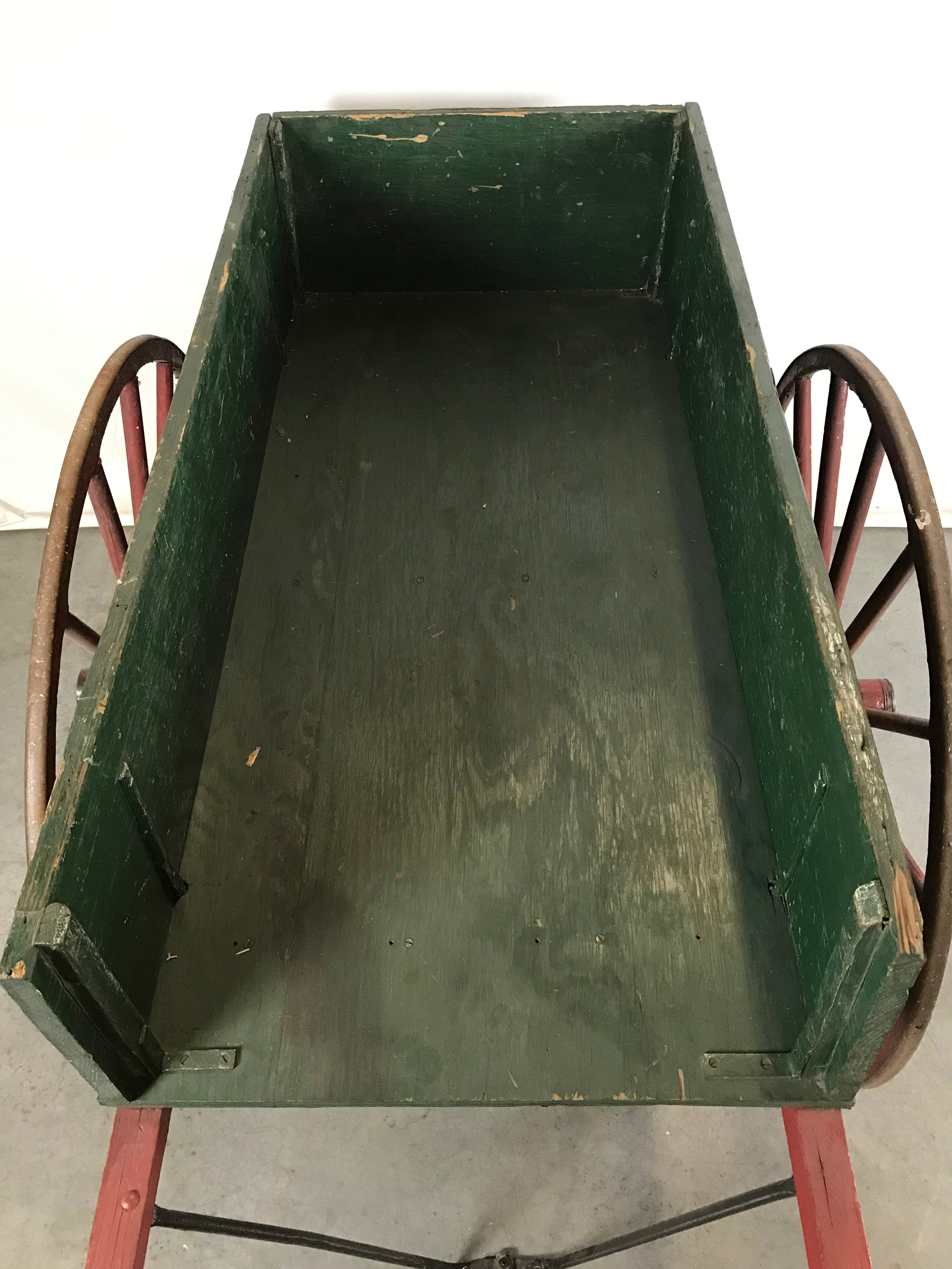 Antique Wood and Metal Baggage Cart
