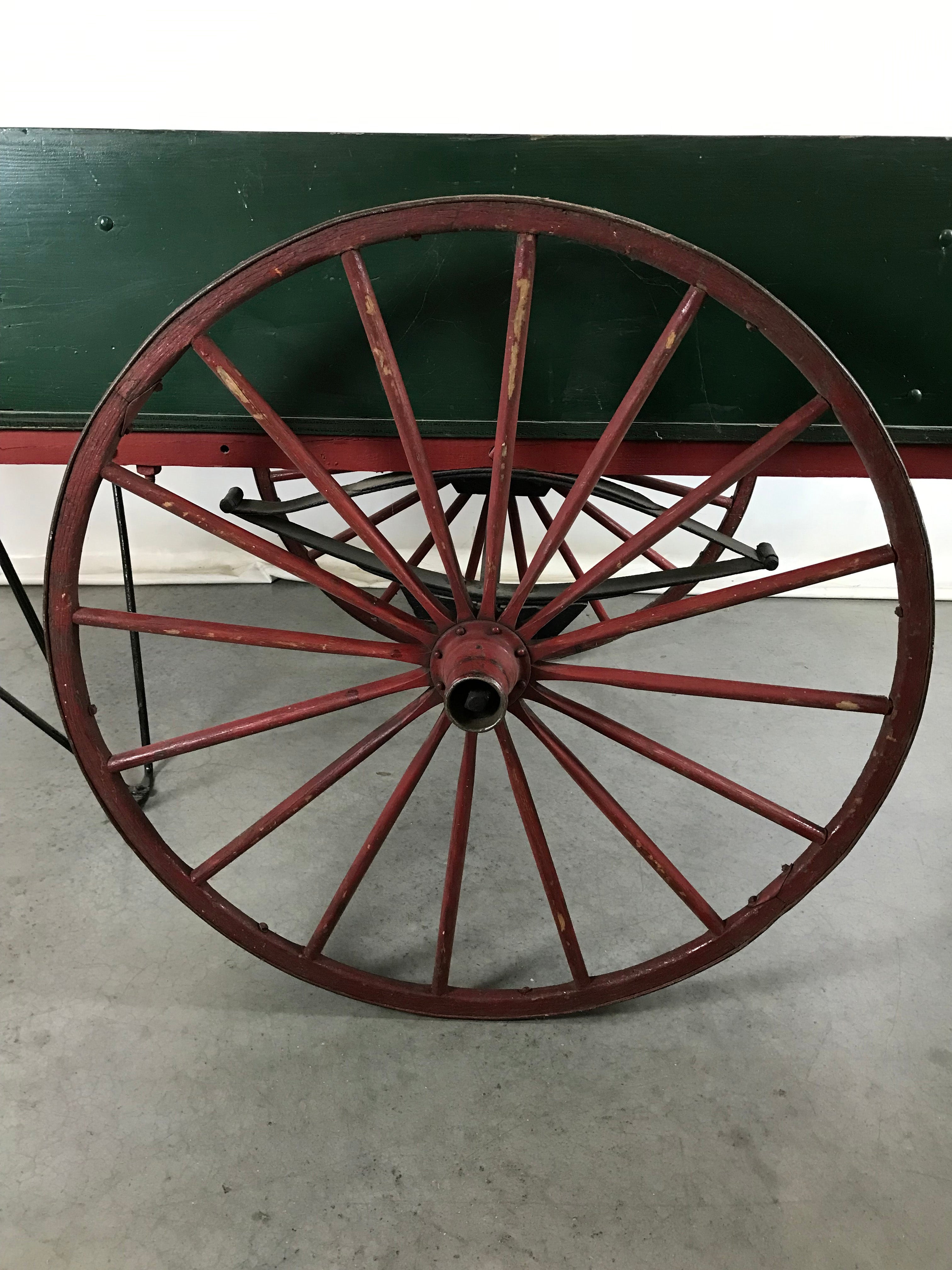 Antique Wood and Metal Baggage Cart