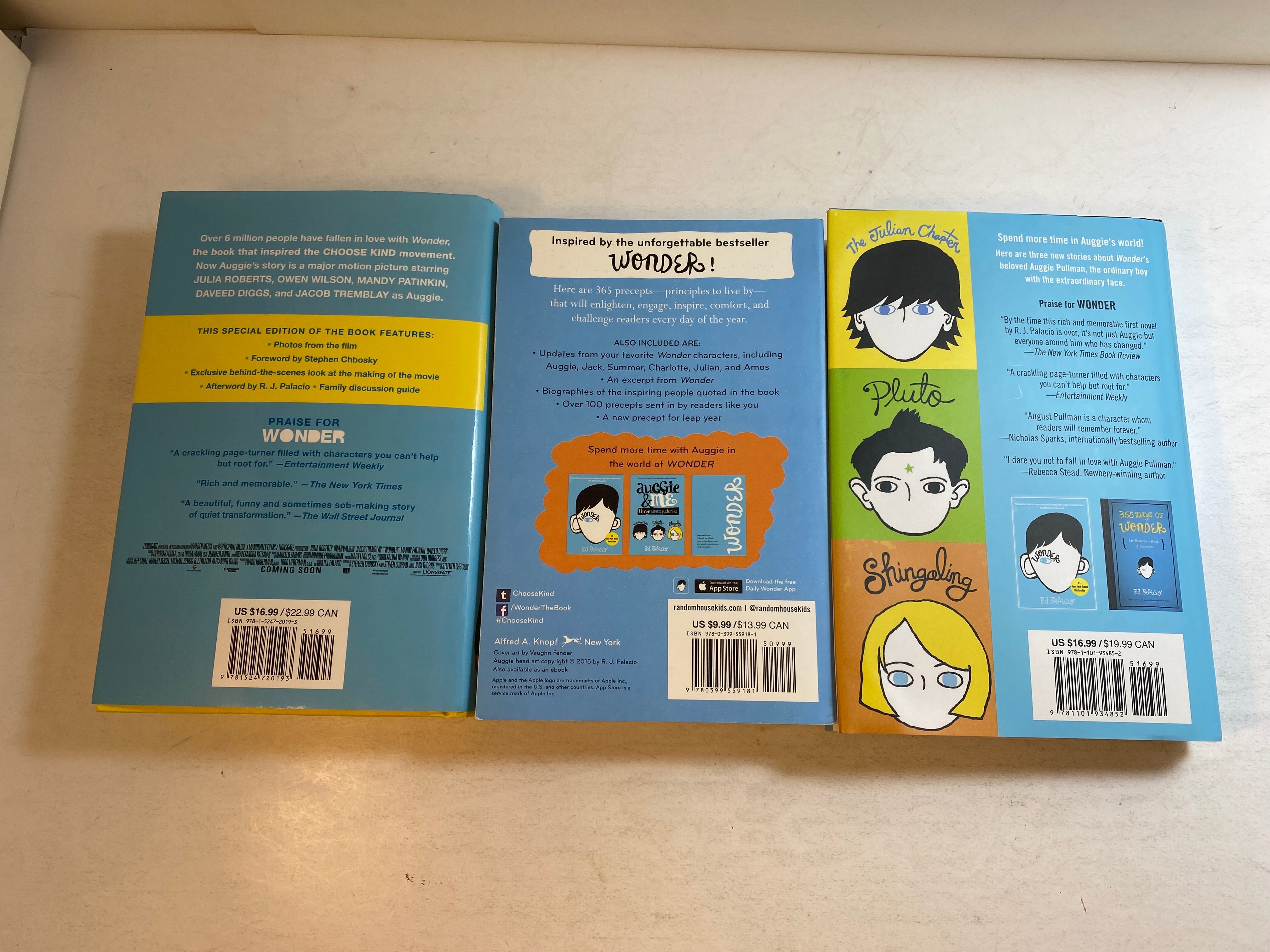 Lot of 3 Wonder Books RJ Palacio 2012-2015