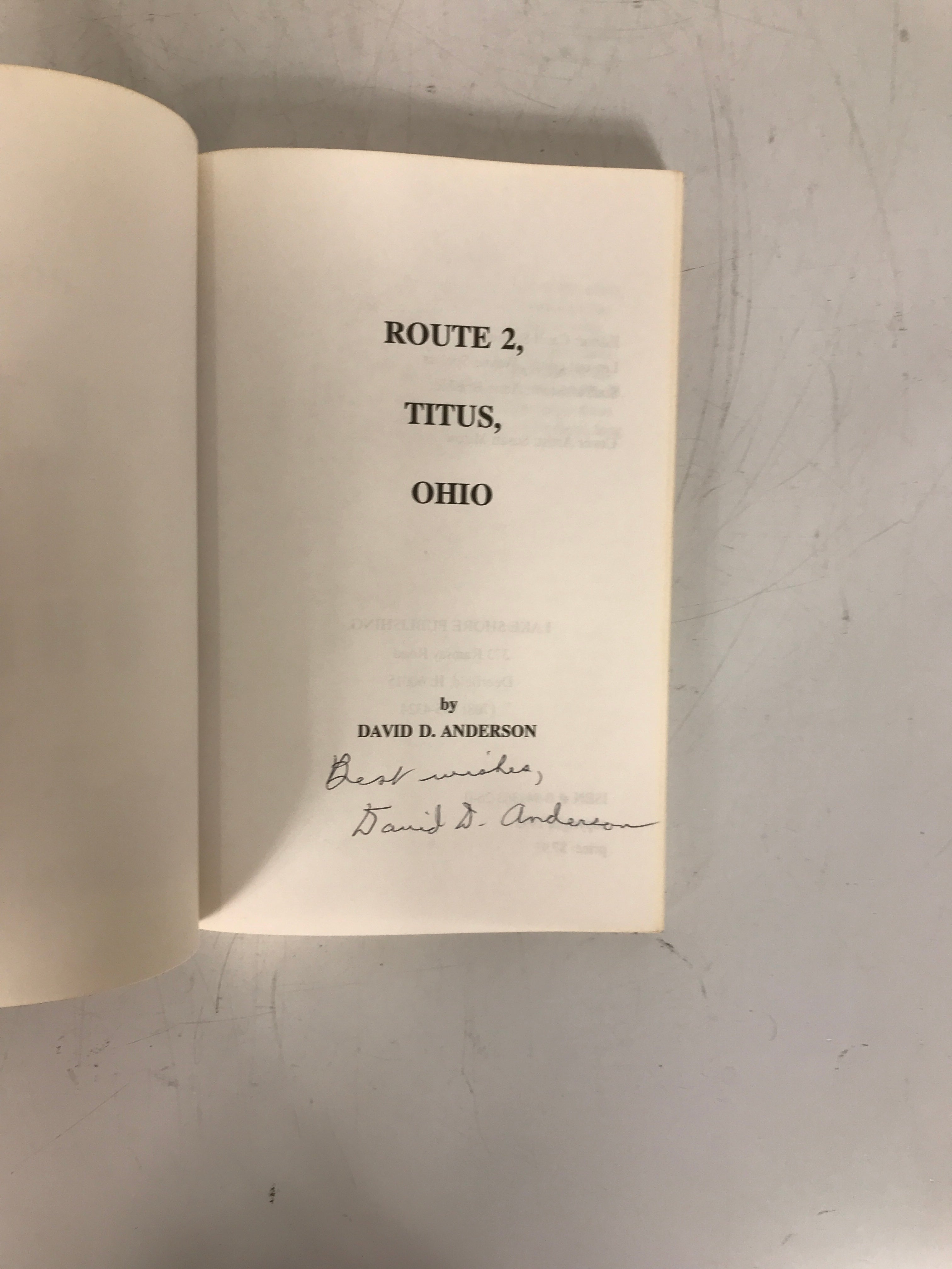 Route 2 Titus Ohio David Anderson 1993 Signed Copy SC