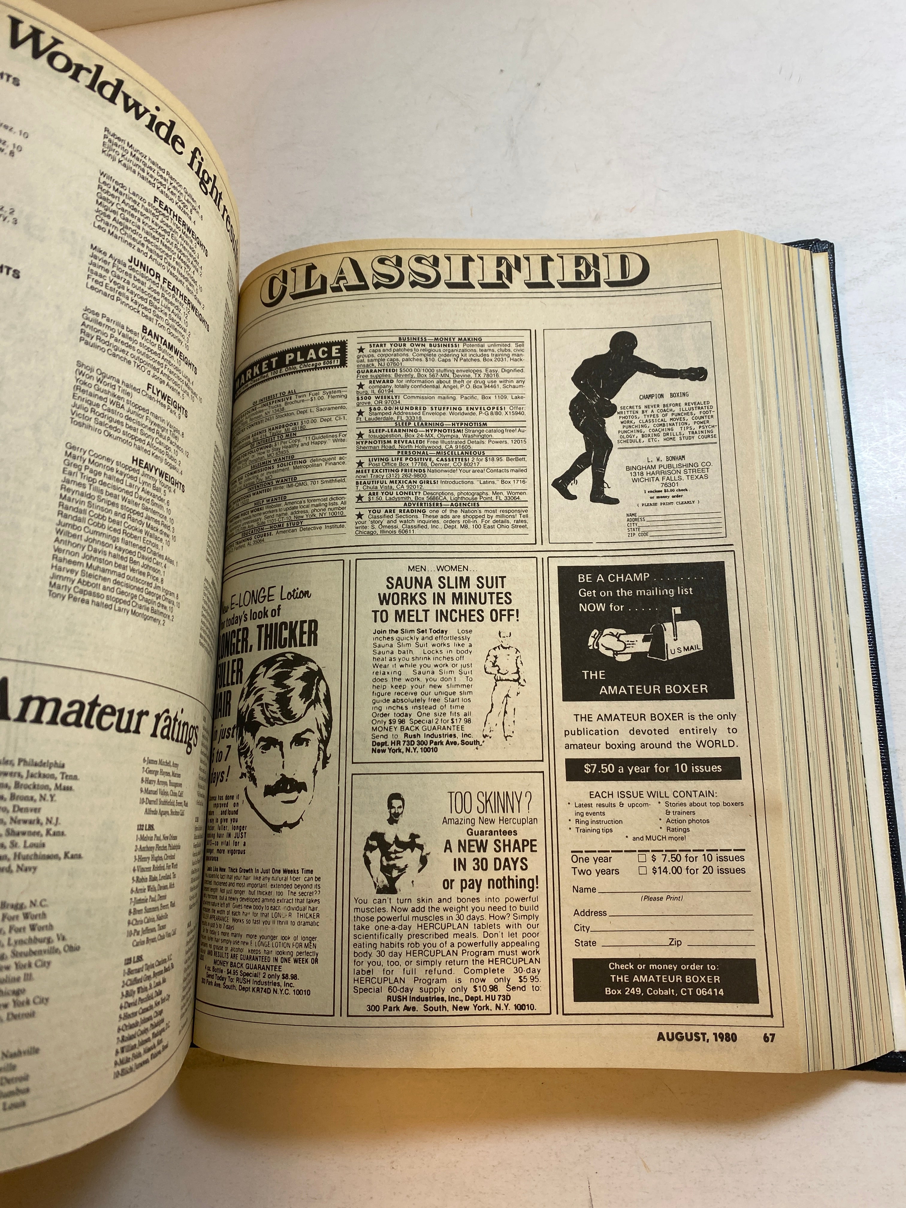 Full Run Lot of 12 Ring Boxing Magazine 1980 Library Bound