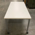 White Rectangular Laminate Table w/ Wheels & Brakes