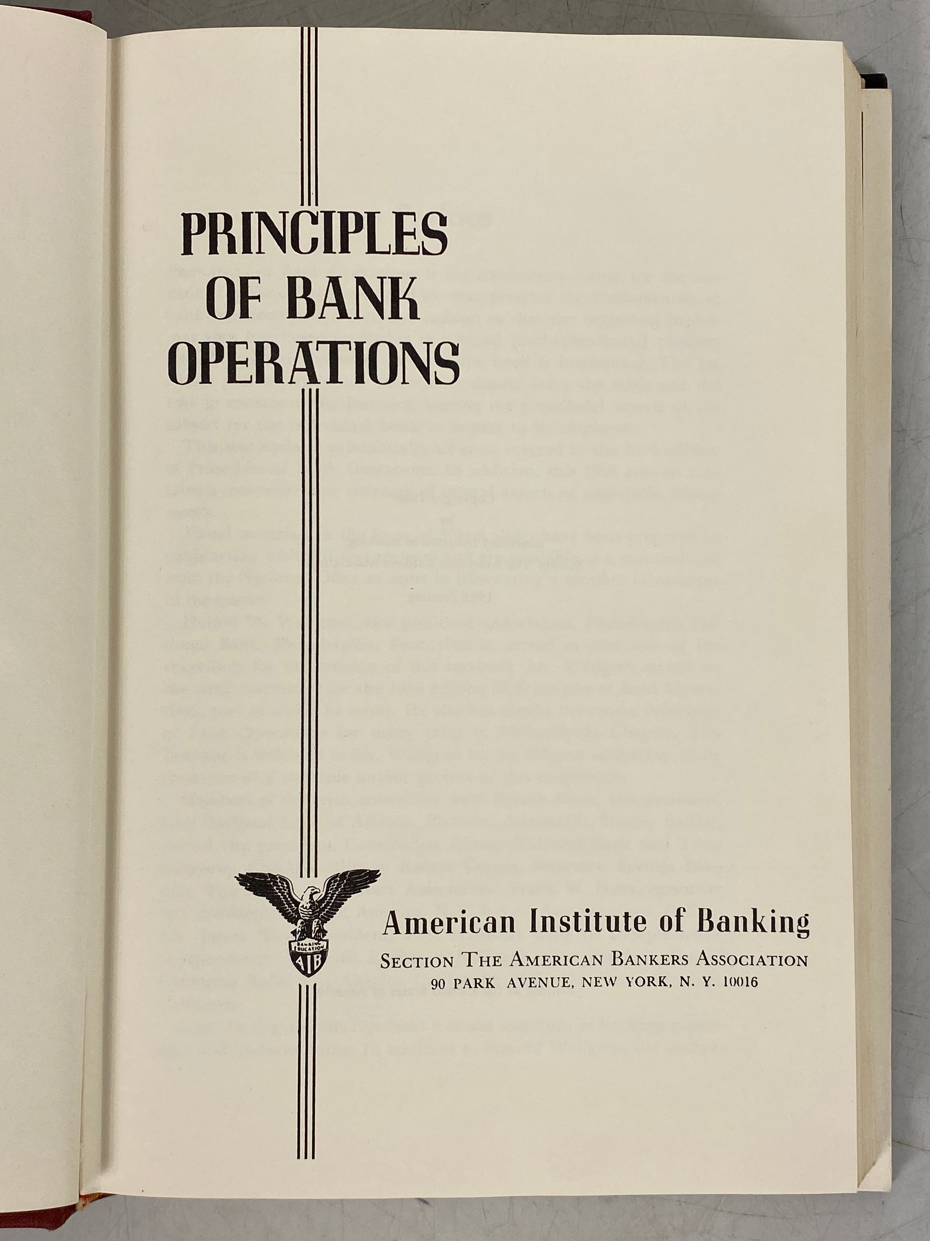 Principles of Bank Operations w Ephemera American Institute of Banking 1968 HC