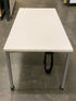 White Rectangular Laminate Table w/ Wheels & Brakes