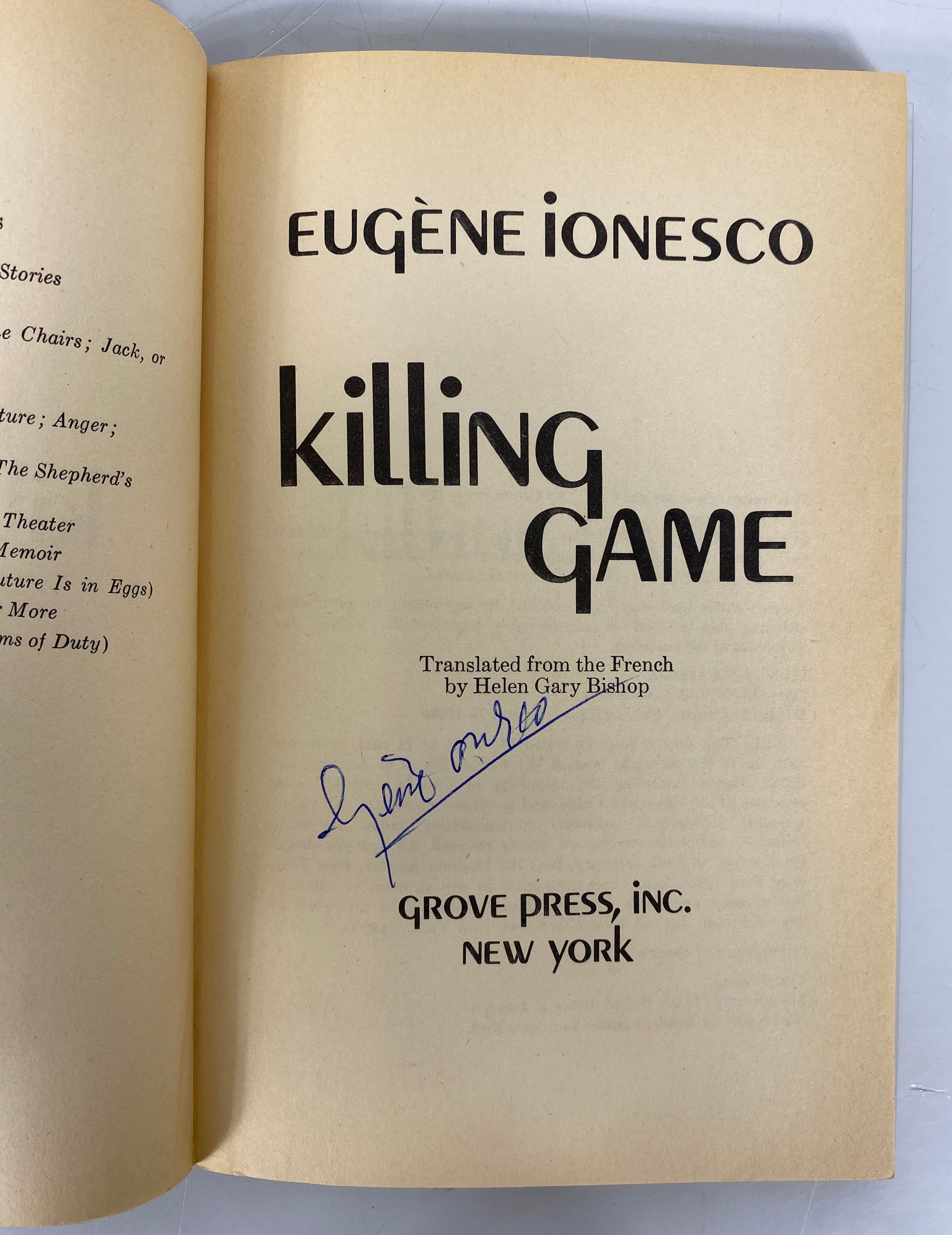 Eugene Ionesco Conversations and Killing Game Signed/Inscribed