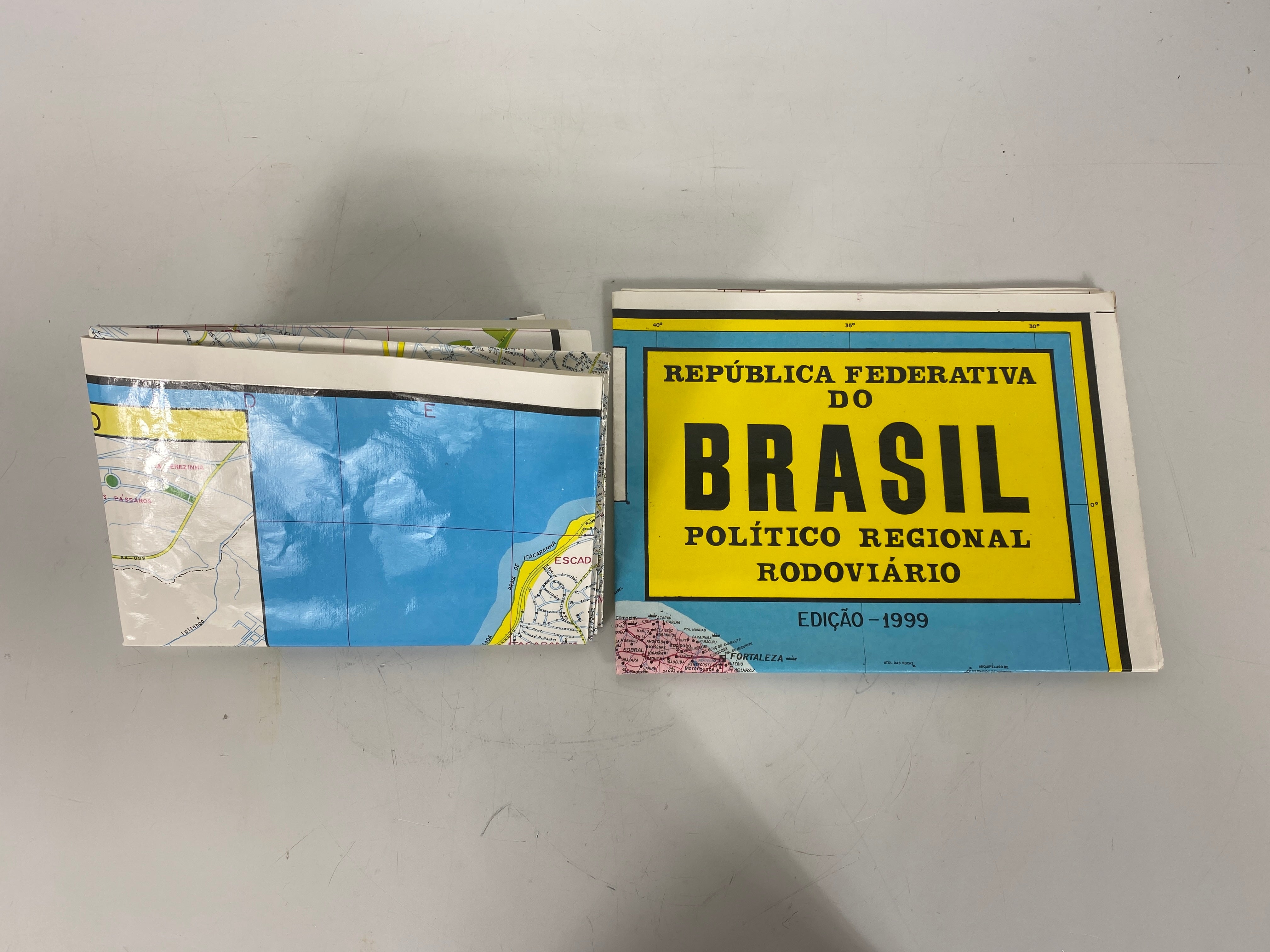 2 Vtg Maps Federative Republic of Brazil and City of Salvador Bahia Coated Paper