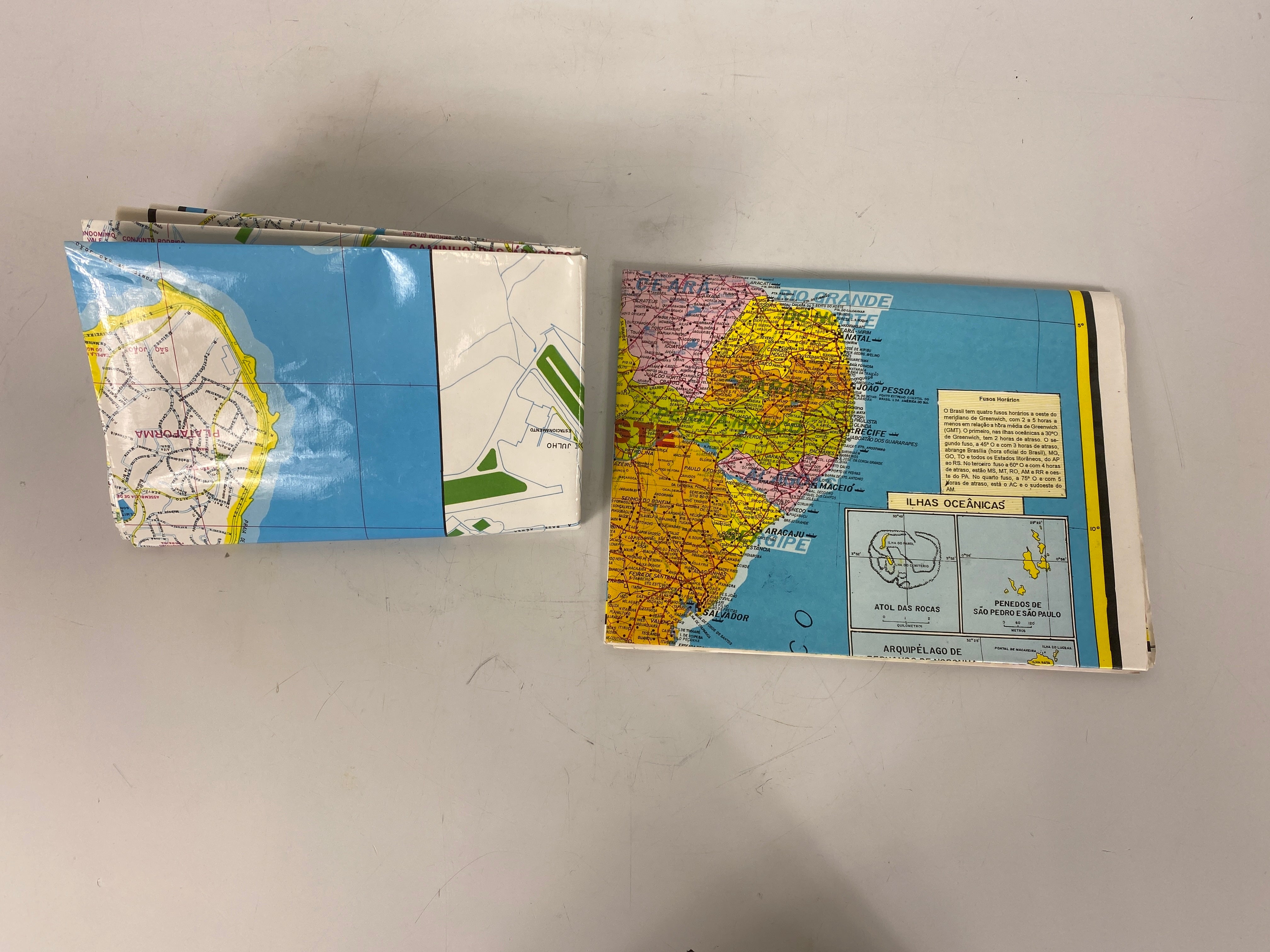 2 Vtg Maps Federative Republic of Brazil and City of Salvador Bahia Coated Paper