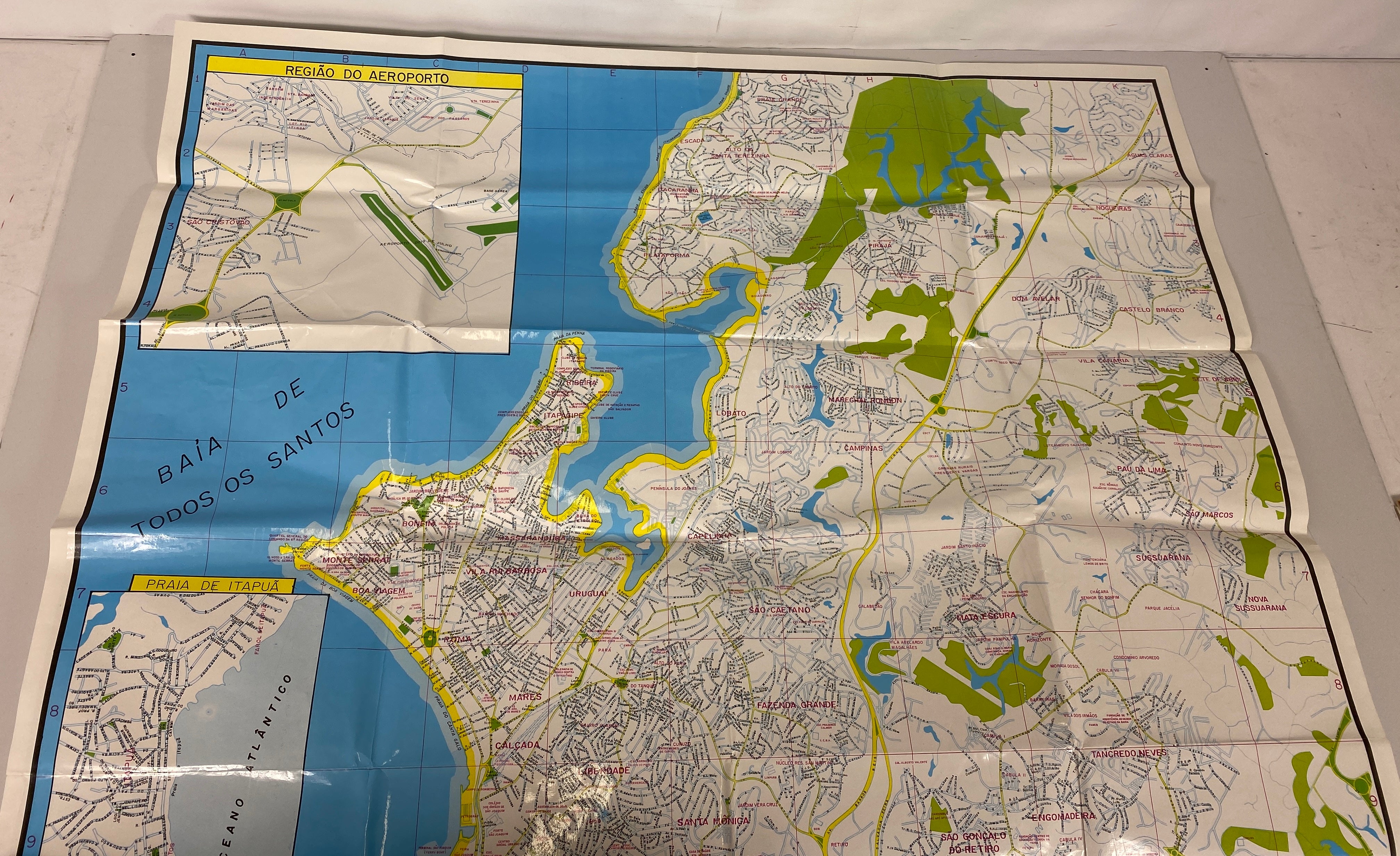 2 Vtg Maps Federative Republic of Brazil and City of Salvador Bahia Coated Paper