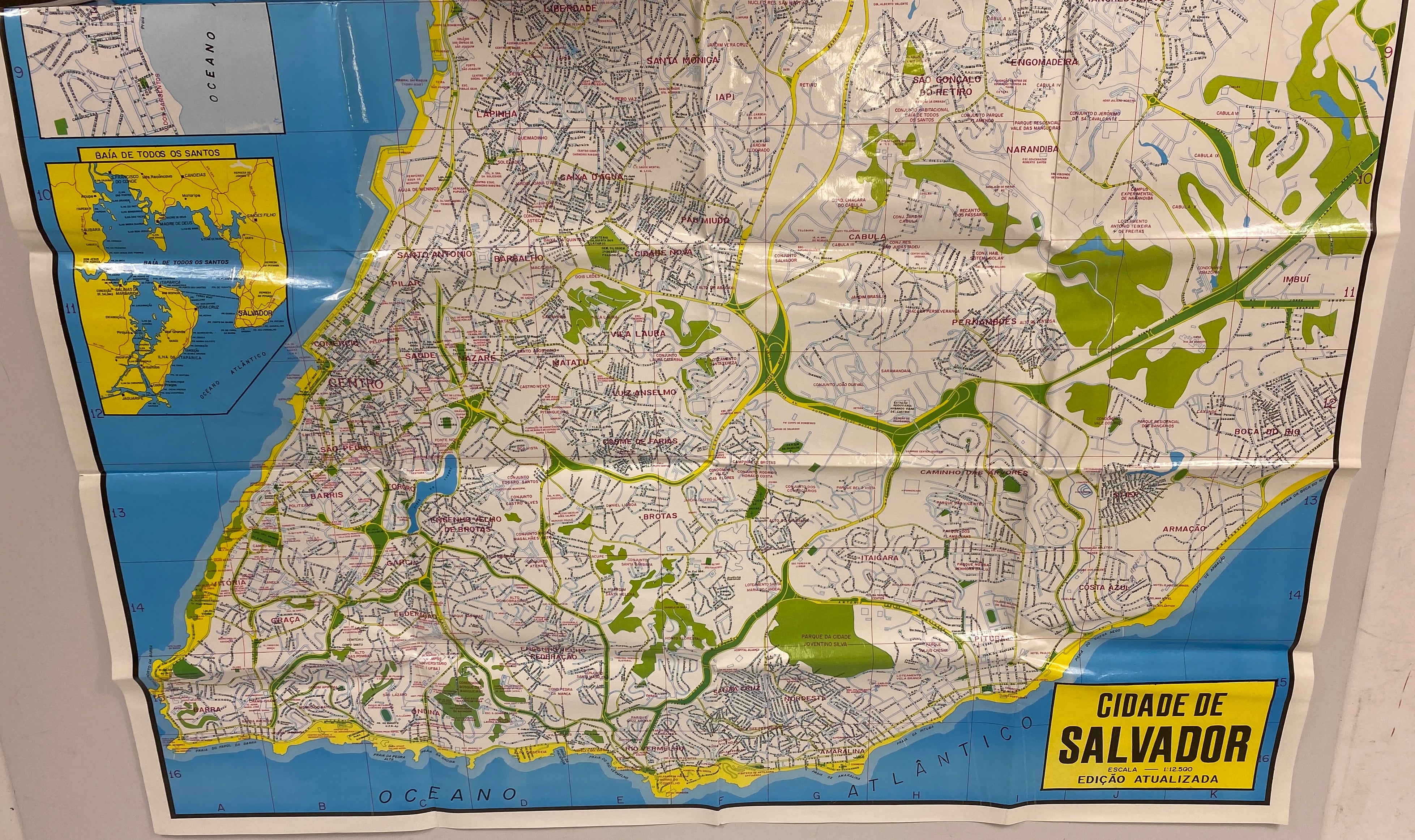 2 Vtg Maps Federative Republic of Brazil and City of Salvador Bahia Coated Paper