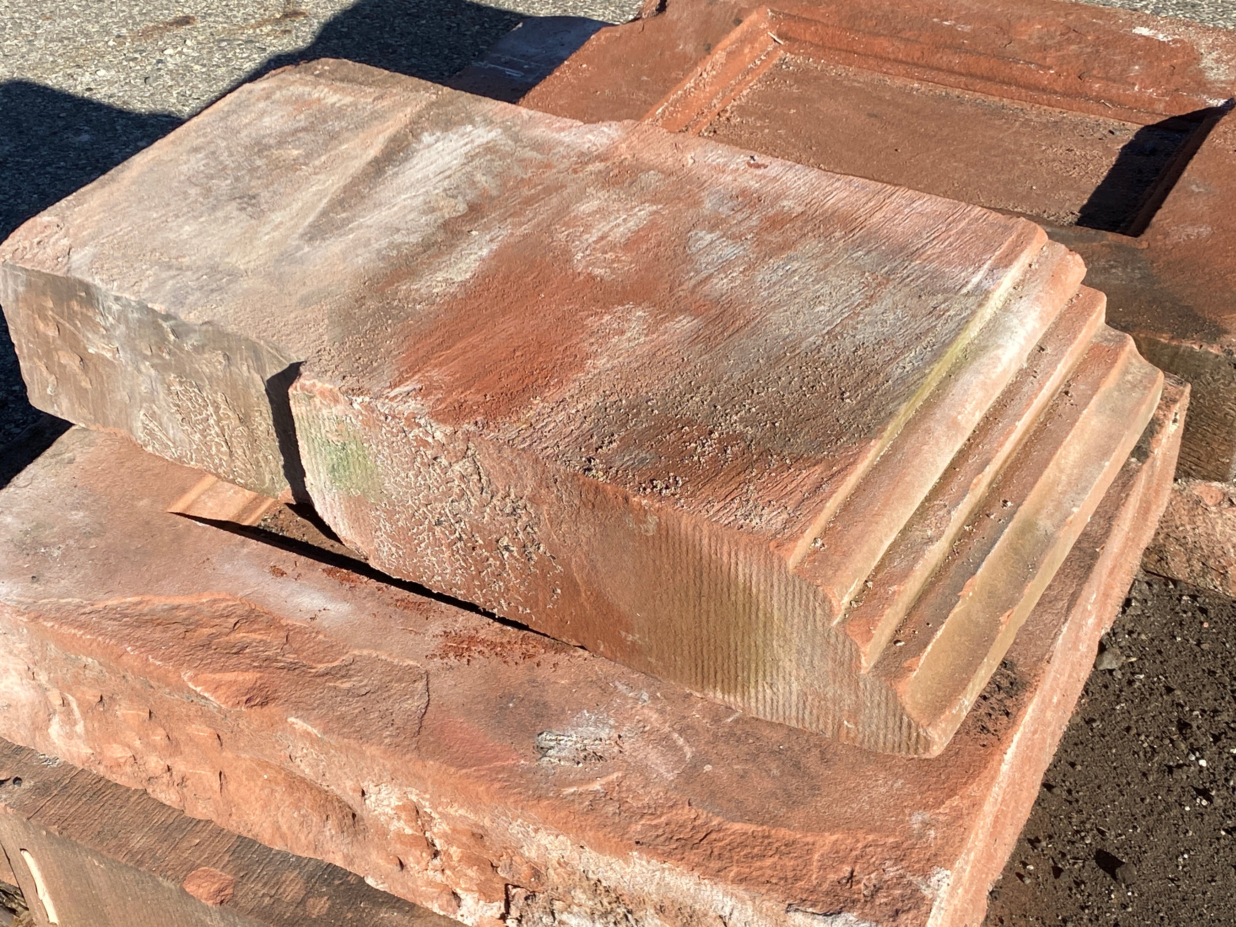 Reclaimed Sandstone Block With Stair-Stepped Edge