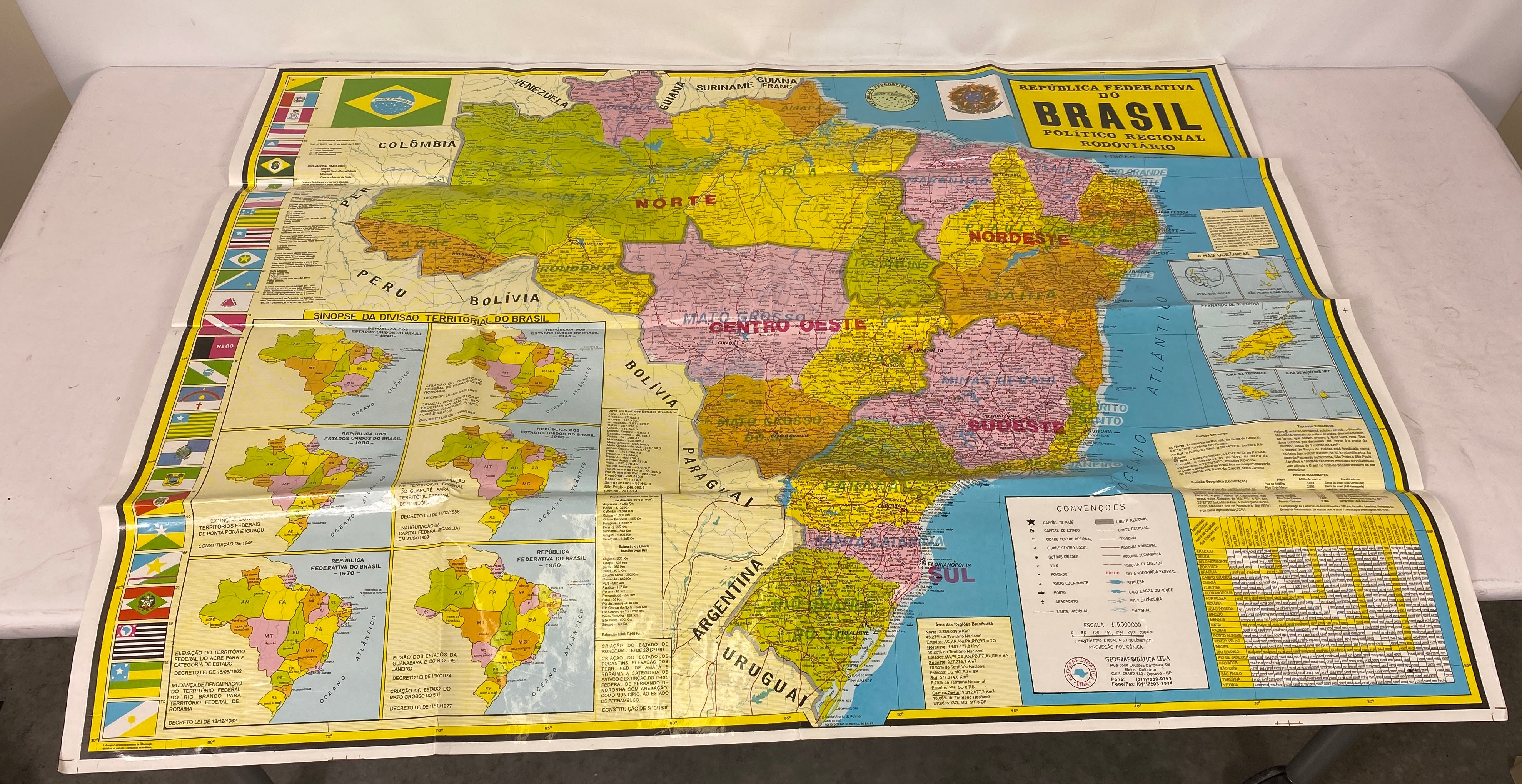 2 Vtg Maps Federative Republic of Brazil and City of Salvador Bahia Coated Paper