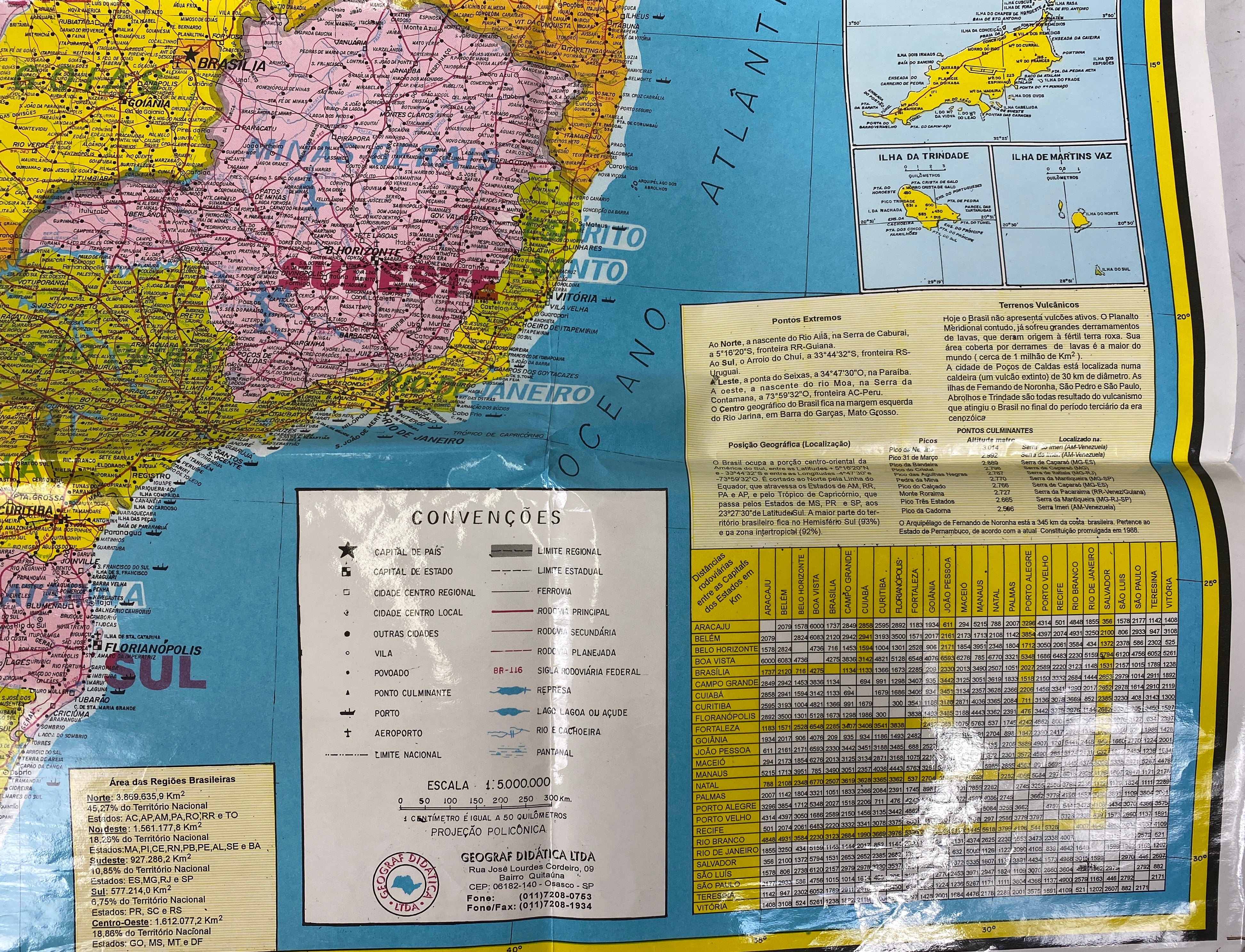 2 Vtg Maps Federative Republic of Brazil and City of Salvador Bahia Coated Paper