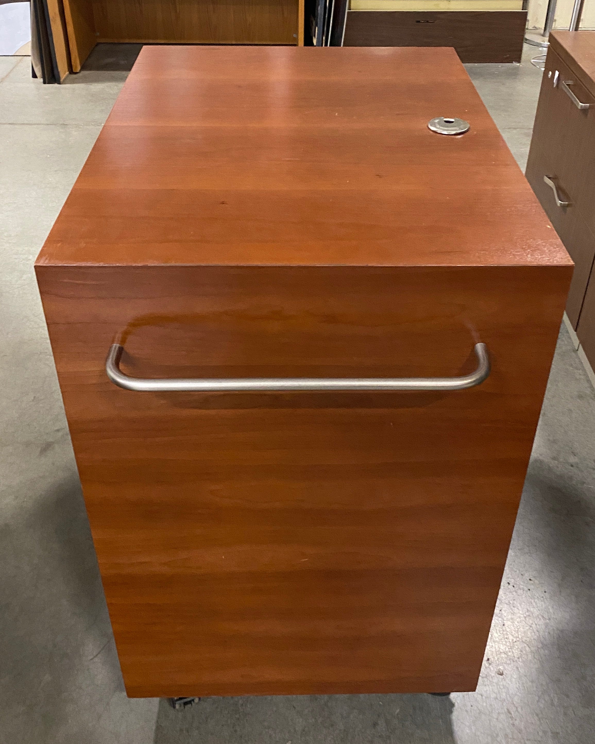 Wooden 2 Door Rolling Cabinet Lockable w/ Key