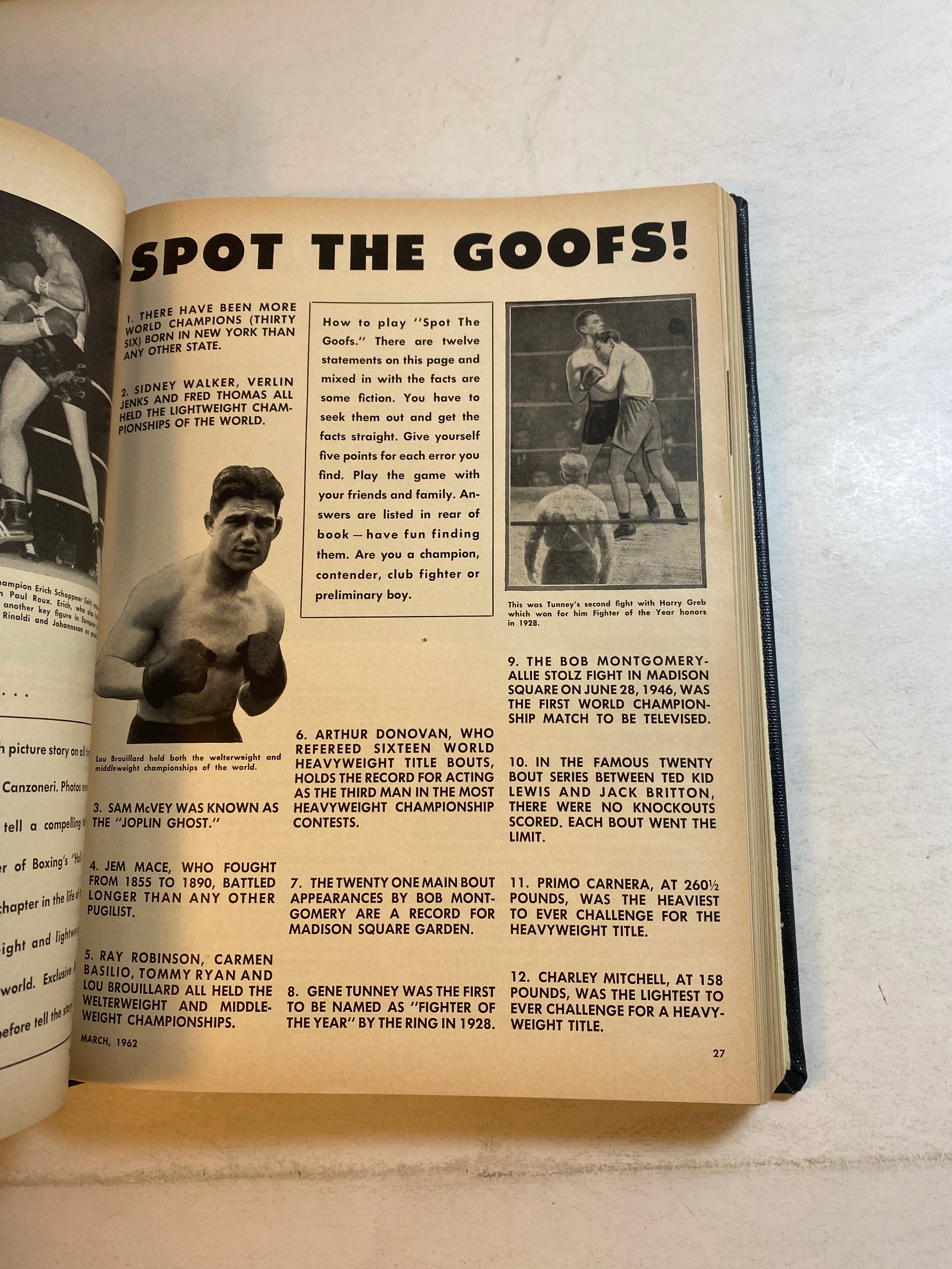 Full Run Lot of 11 Ring Boxing Magazine 1962 Library Bound