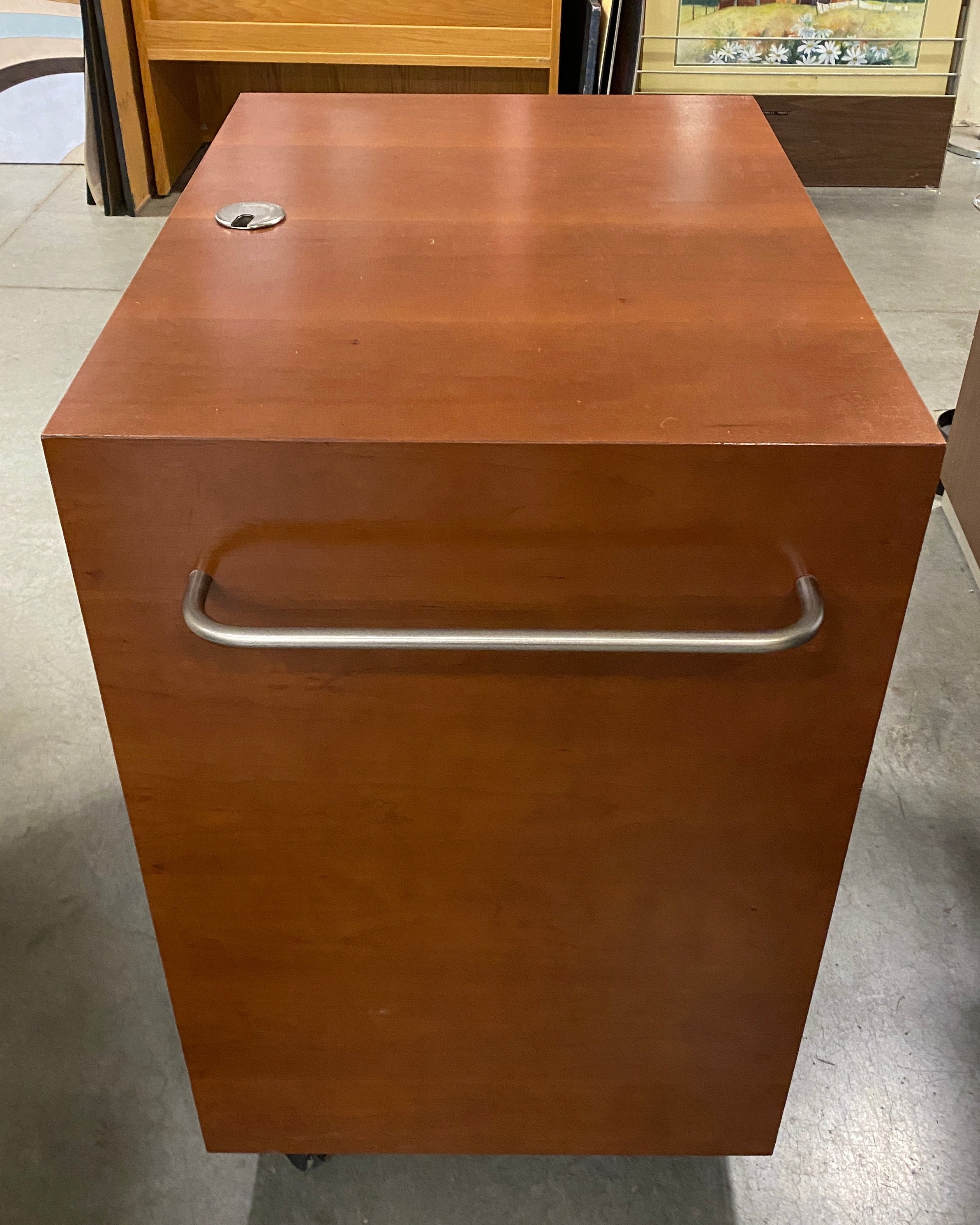 Wooden 2 Door Rolling Cabinet Lockable w/ Key