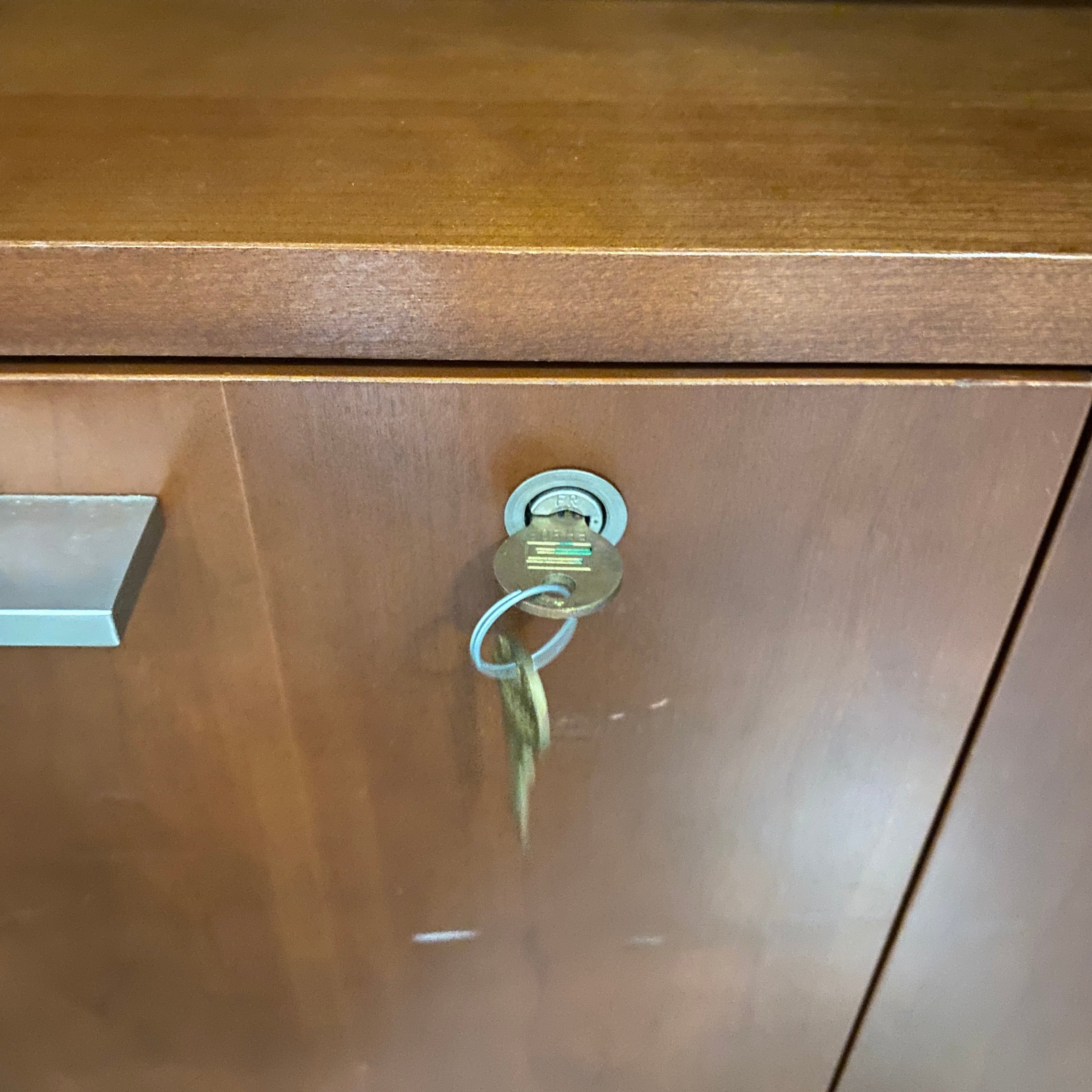 Wooden 2 Door Rolling Cabinet Lockable w/ Key