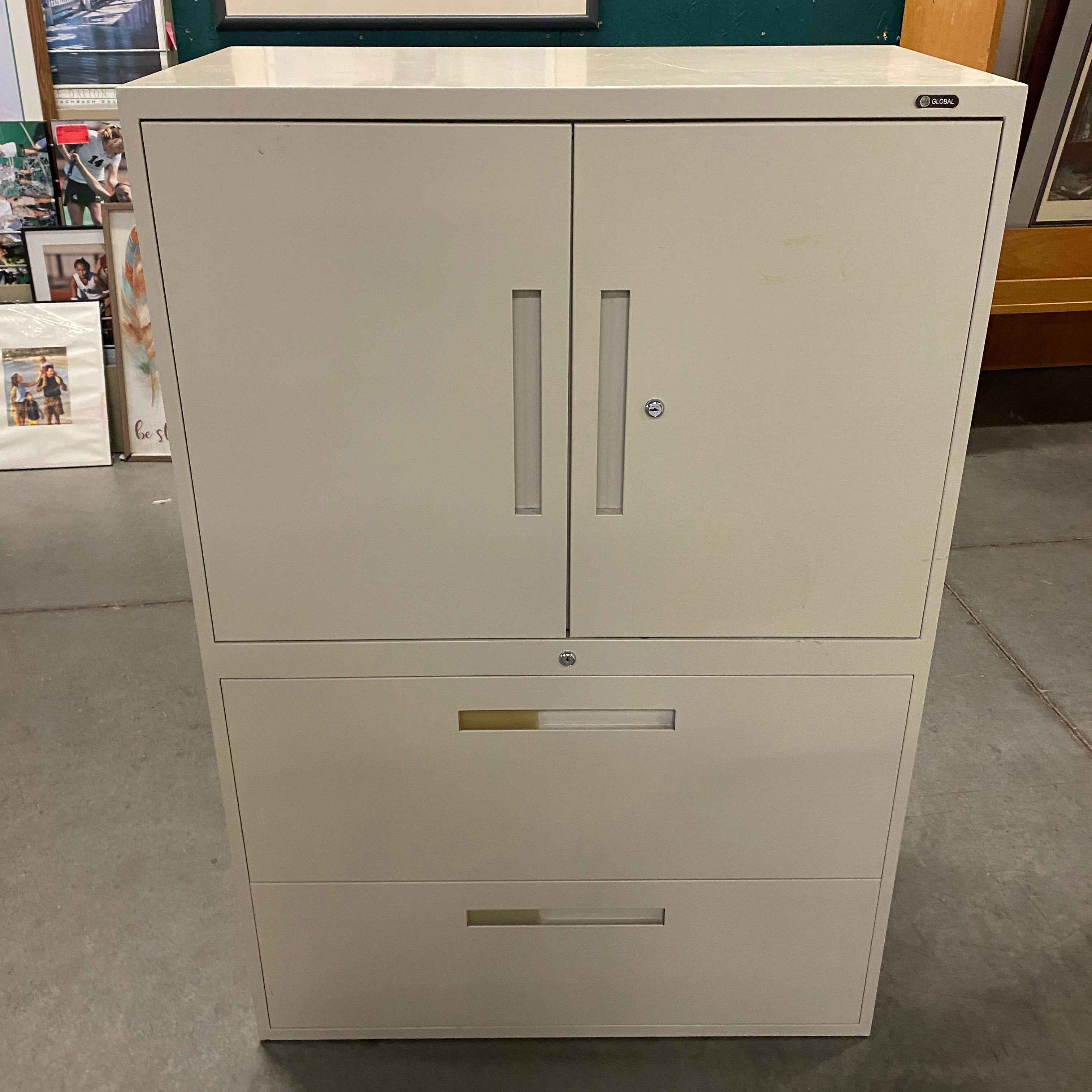 Global Grey File Cabinet w/ Shelves
