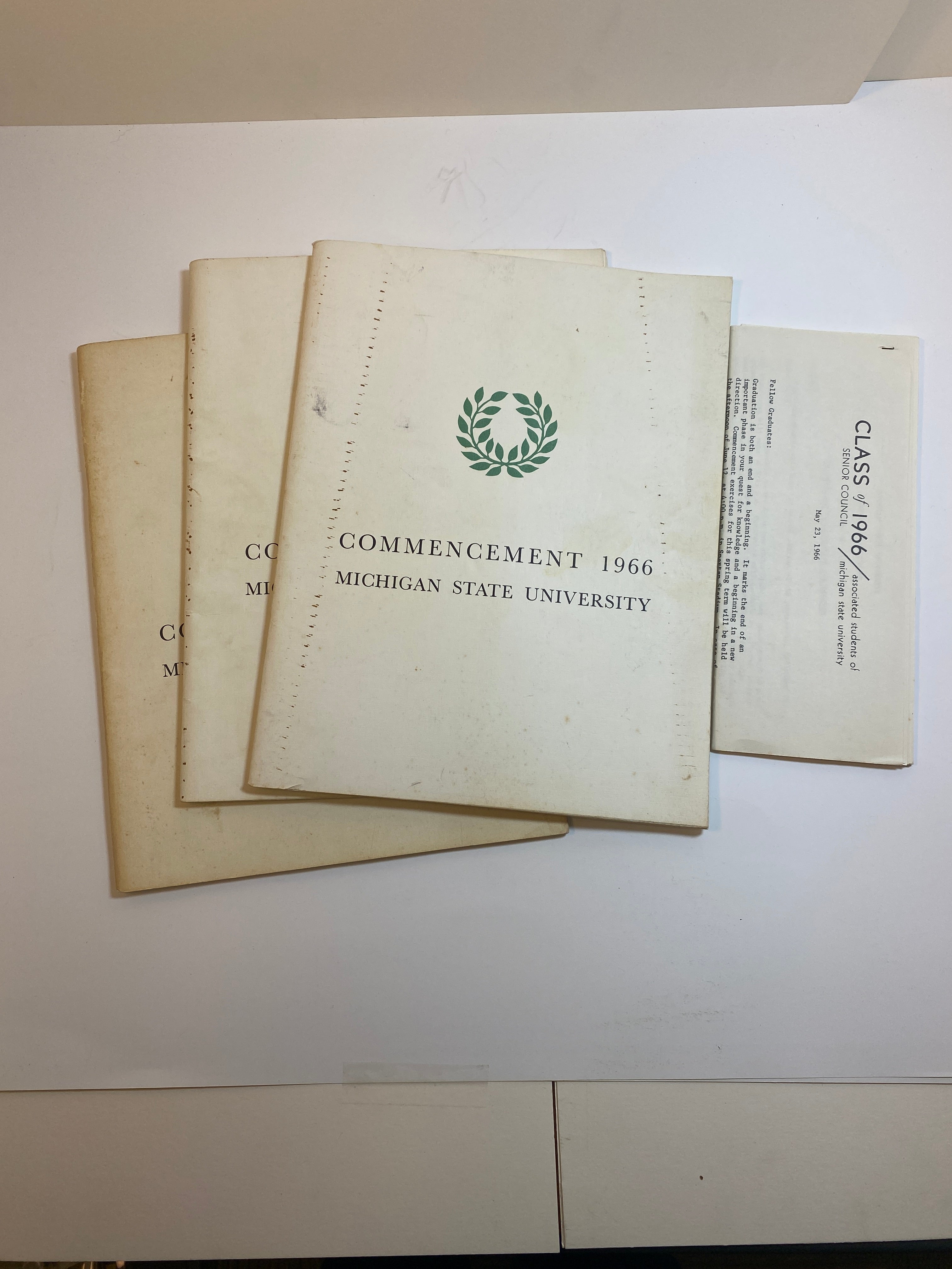 Lot of 3 MSU Commencement Booklets 1966 Go Green Ephemera