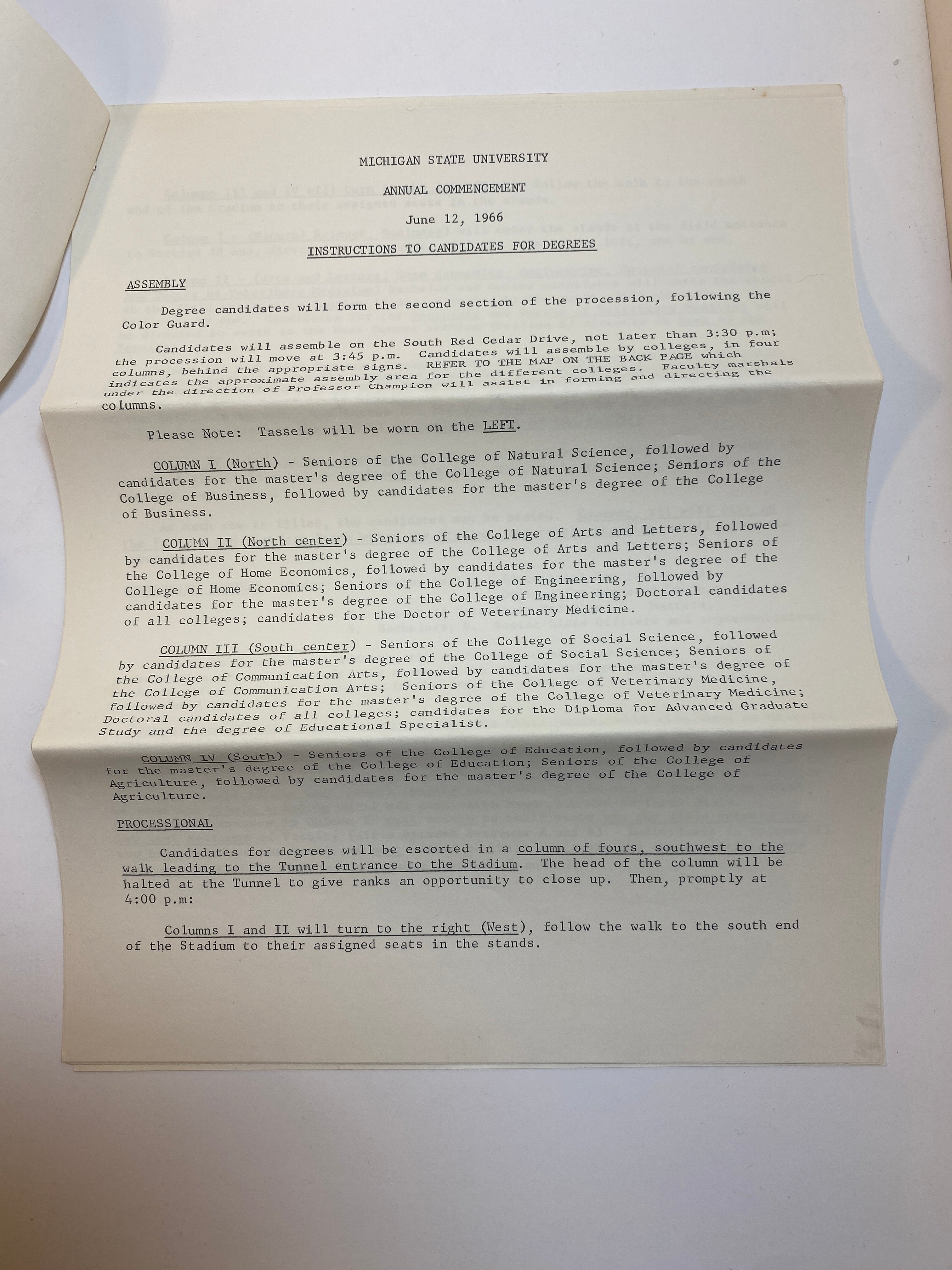 Lot of 3 MSU Commencement Booklets 1966 Go Green Ephemera
