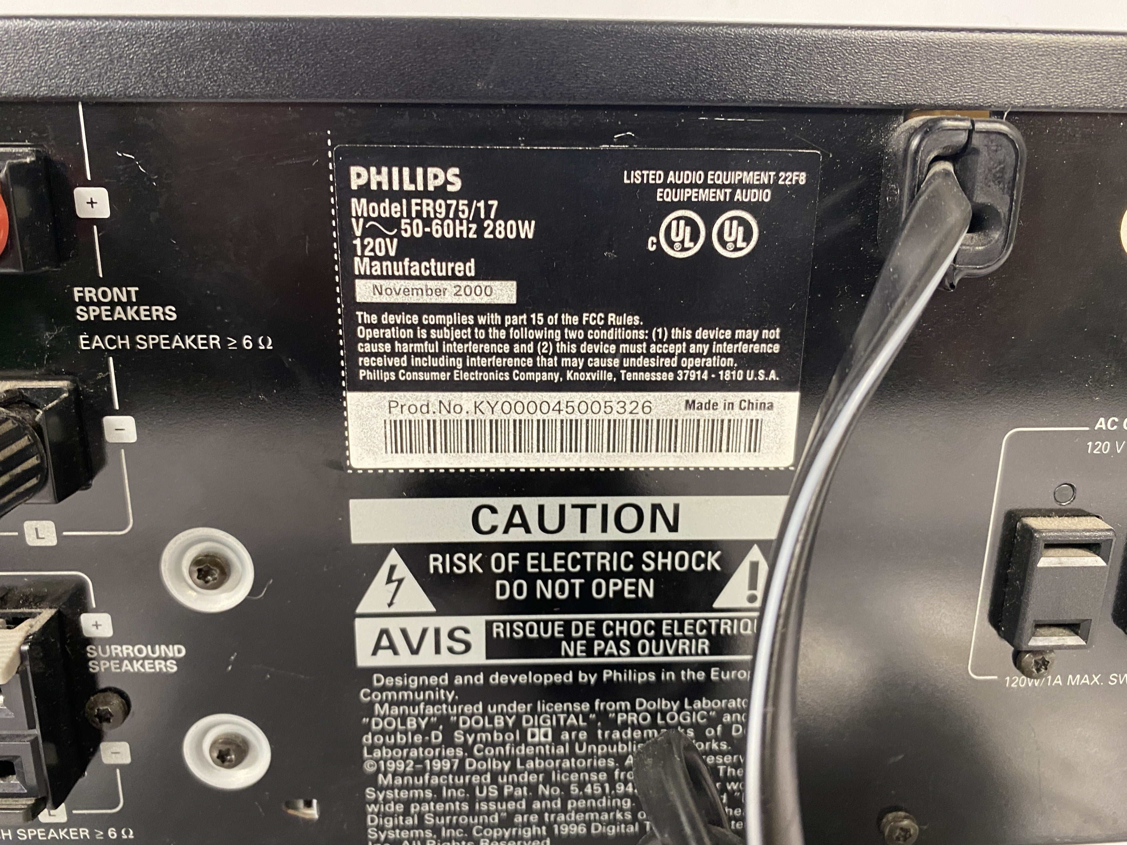 Philips FR975 Audio Video Surround Receiver
