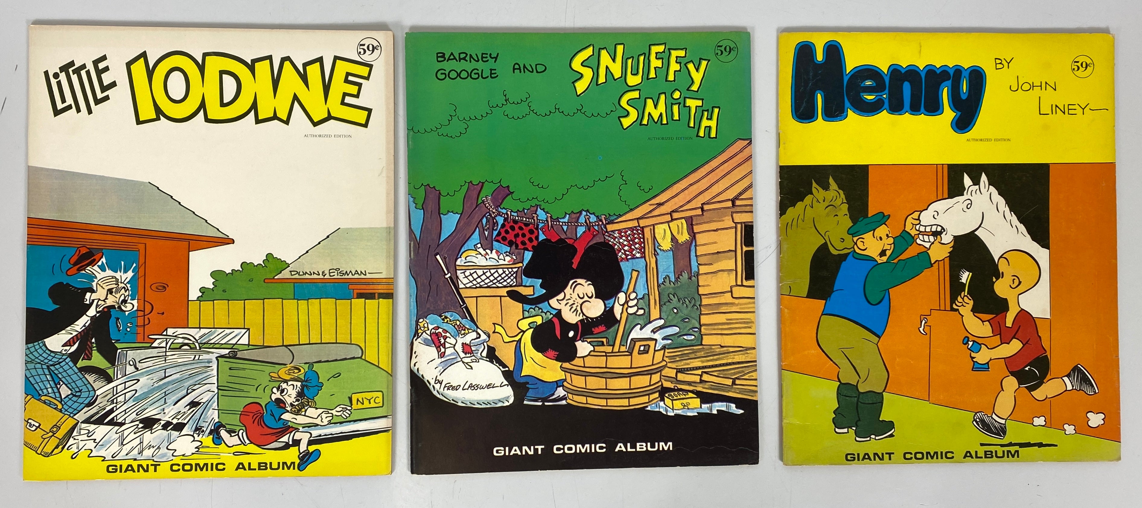 Lot of 3 Giant Comic Album (1972) Barney Google, Snuffy Smith, Henry, Little Iodine