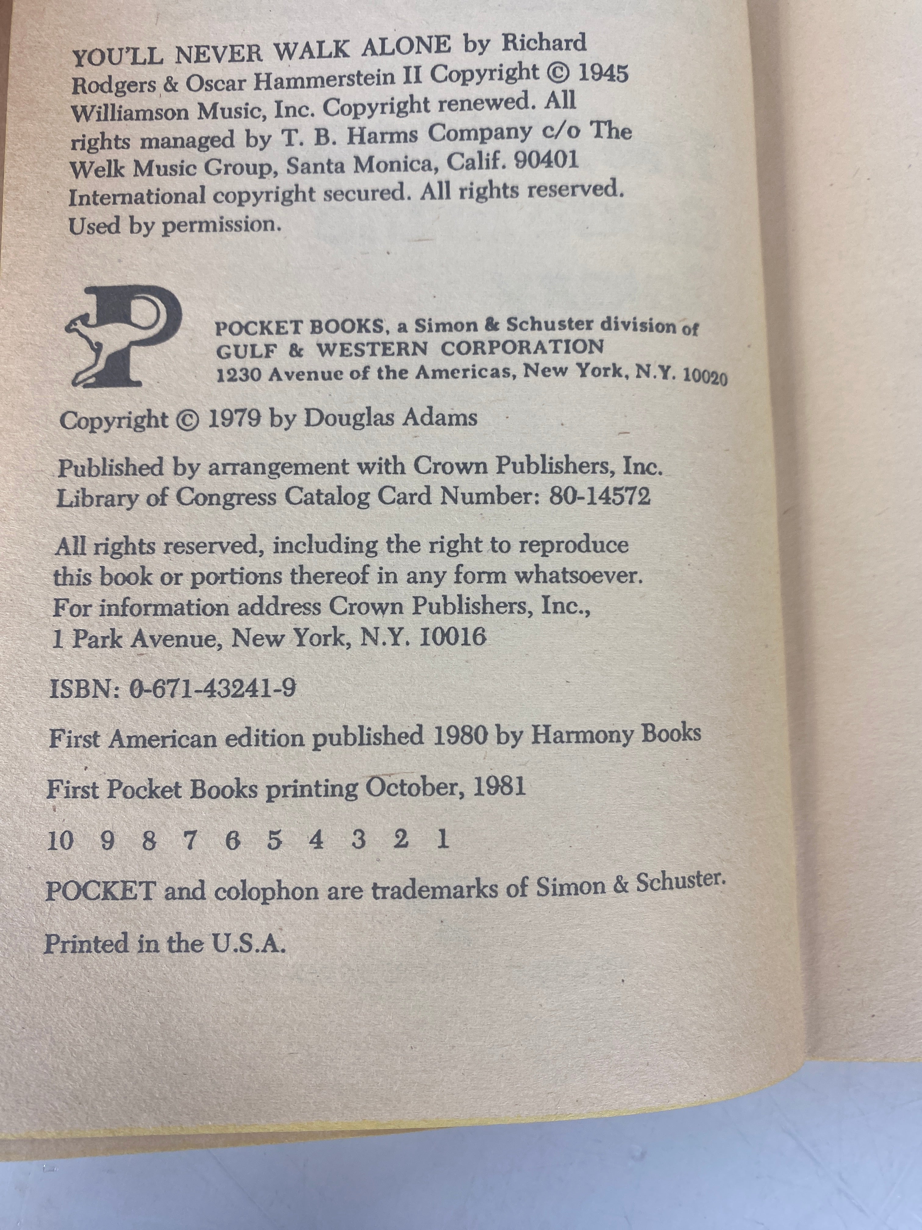 The Hitchhiker's Guide to the Galaxy Douglas Adams Vintage Paperback