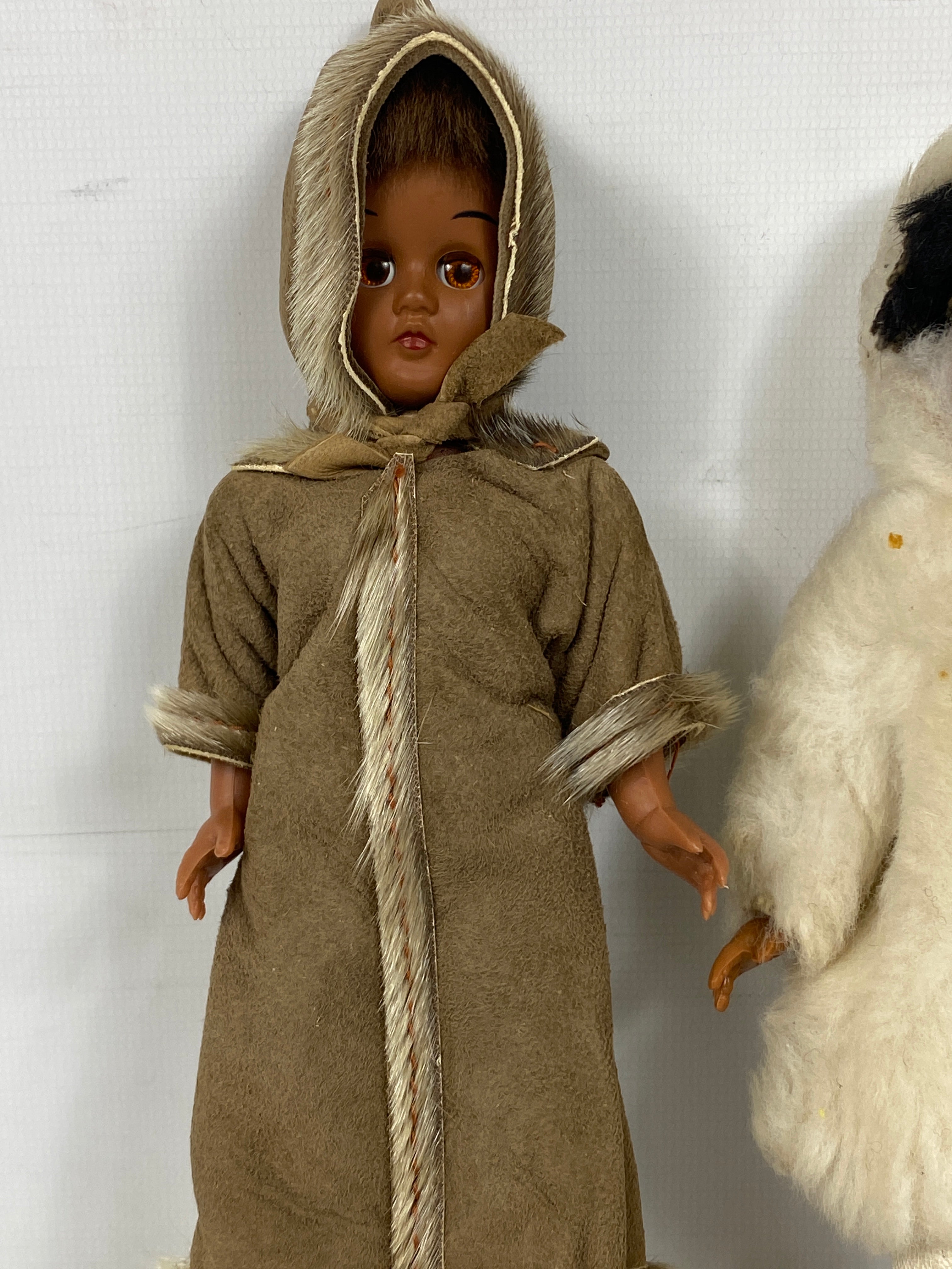 Vintage Pair of Inuit Dolls Made in Canada by Eugene Cloutier