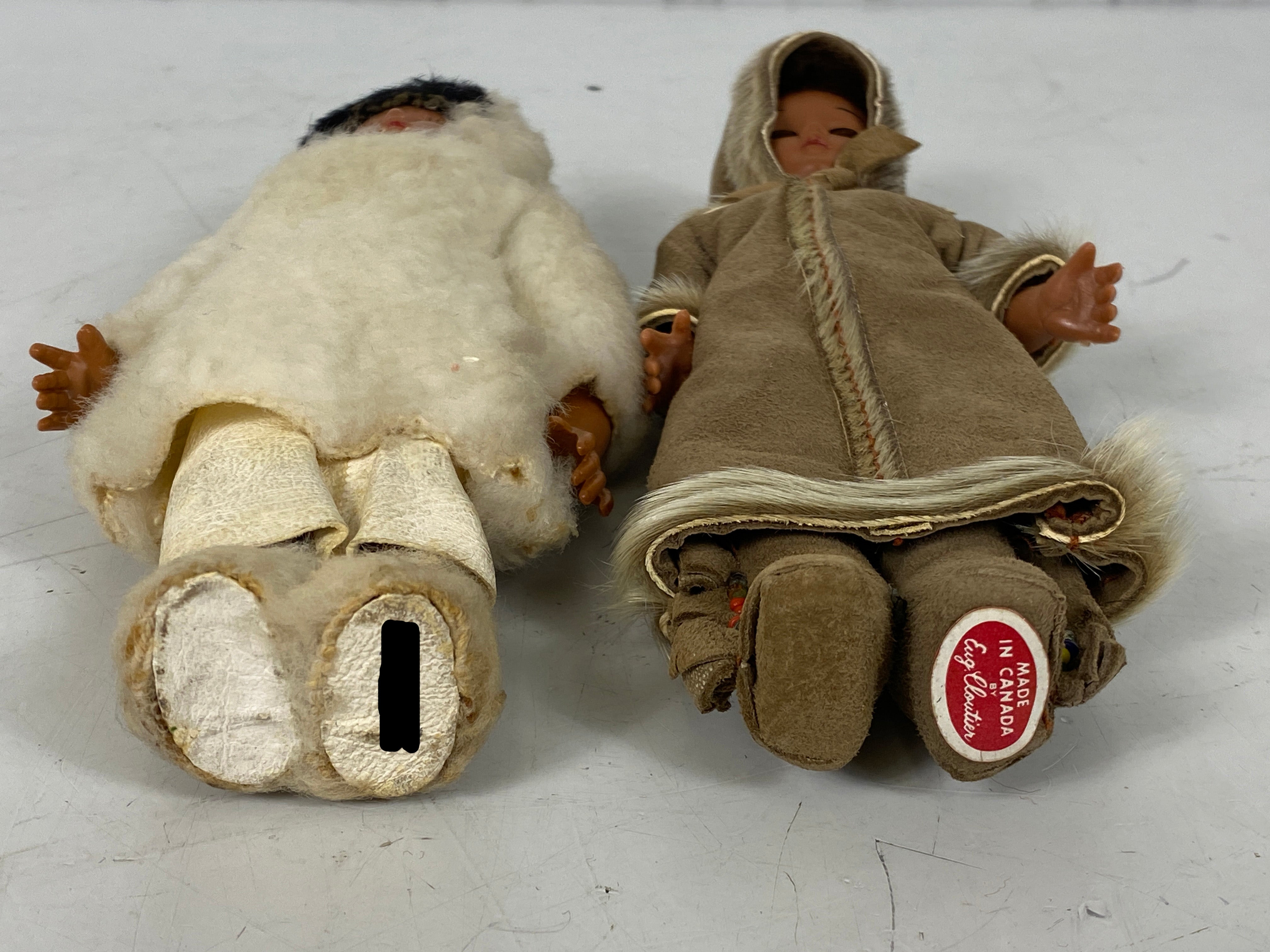 Vintage Pair of Inuit Dolls Made in Canada by Eugene Cloutier