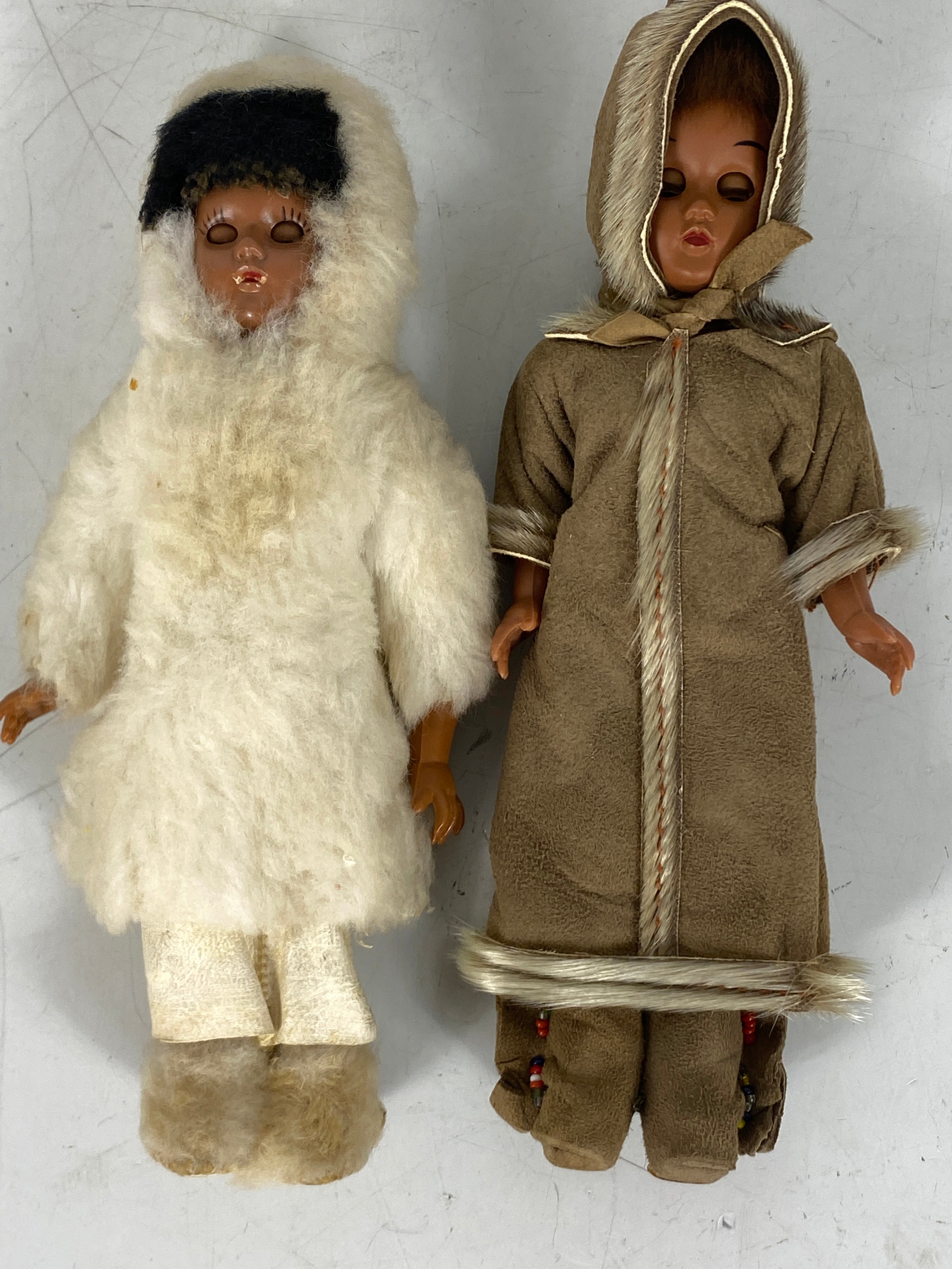 Vintage Pair of Inuit Dolls Made in Canada by Eugene Cloutier