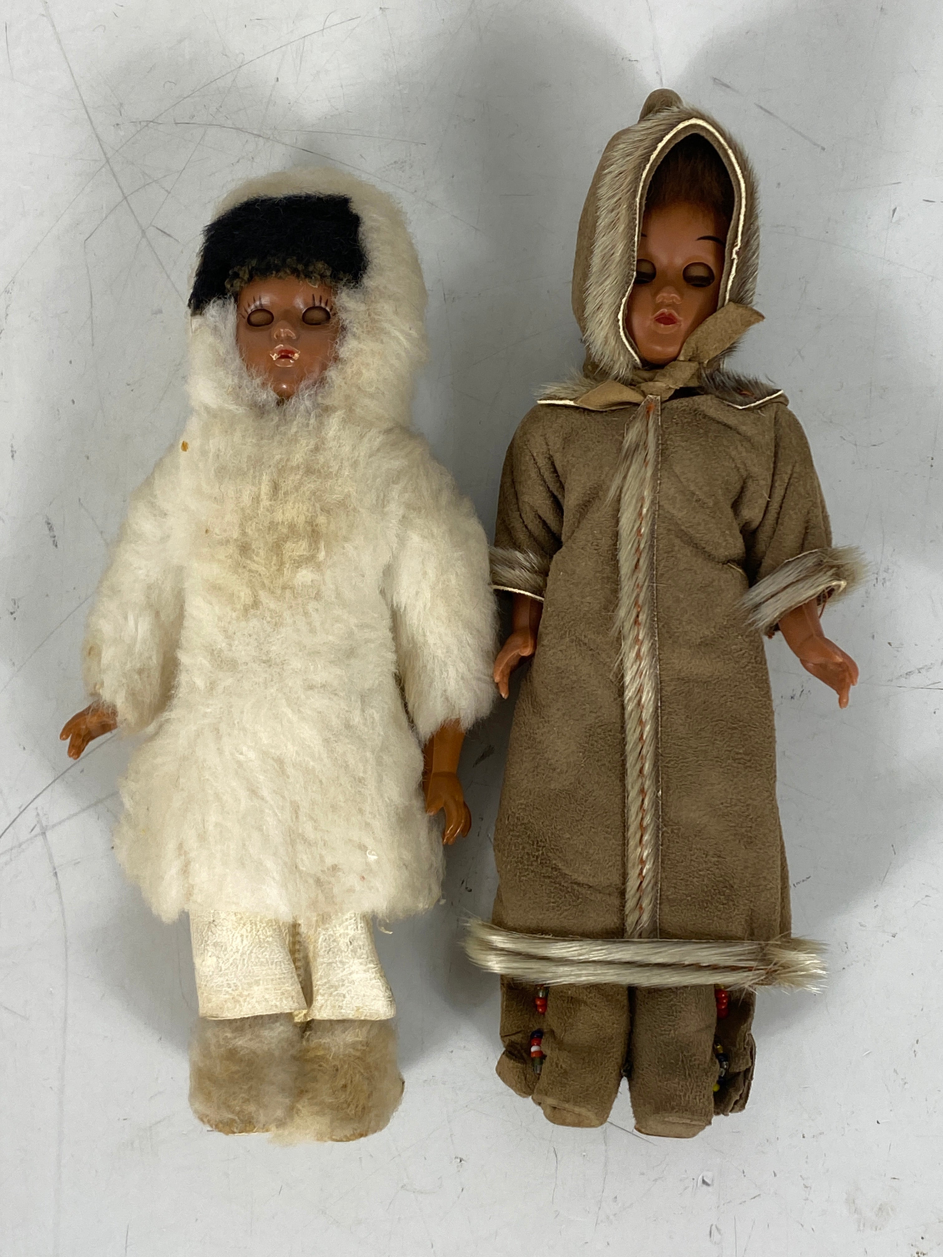 Vintage Pair of Inuit Dolls Made in Canada by Eugene Cloutier