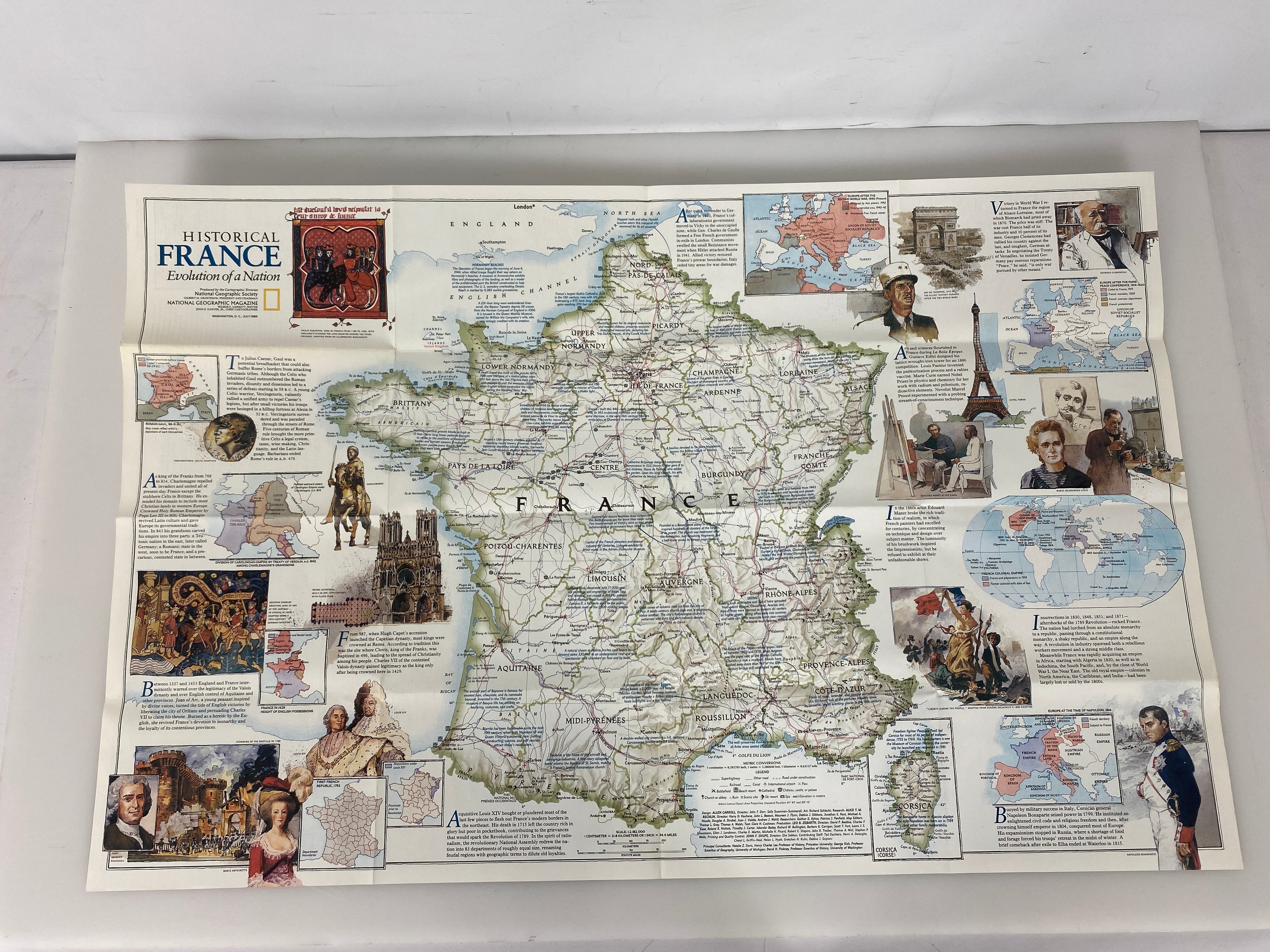 Lot of 5: European Nat Geo Maps Incl. Spain and Portugal, France, etc. 1965-1991