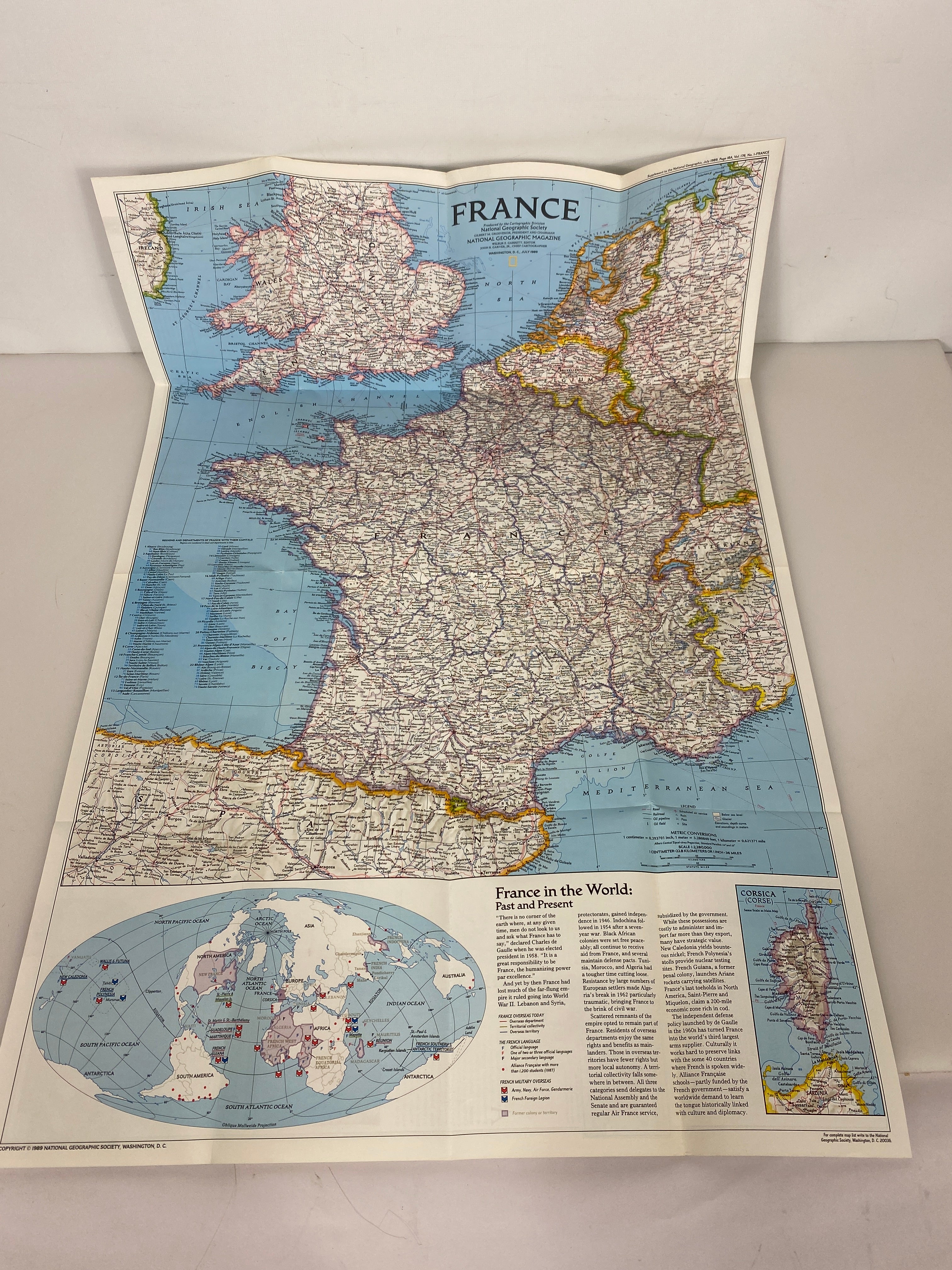 Lot of 5: European Nat Geo Maps Incl. Spain and Portugal, France, etc. 1965-1991