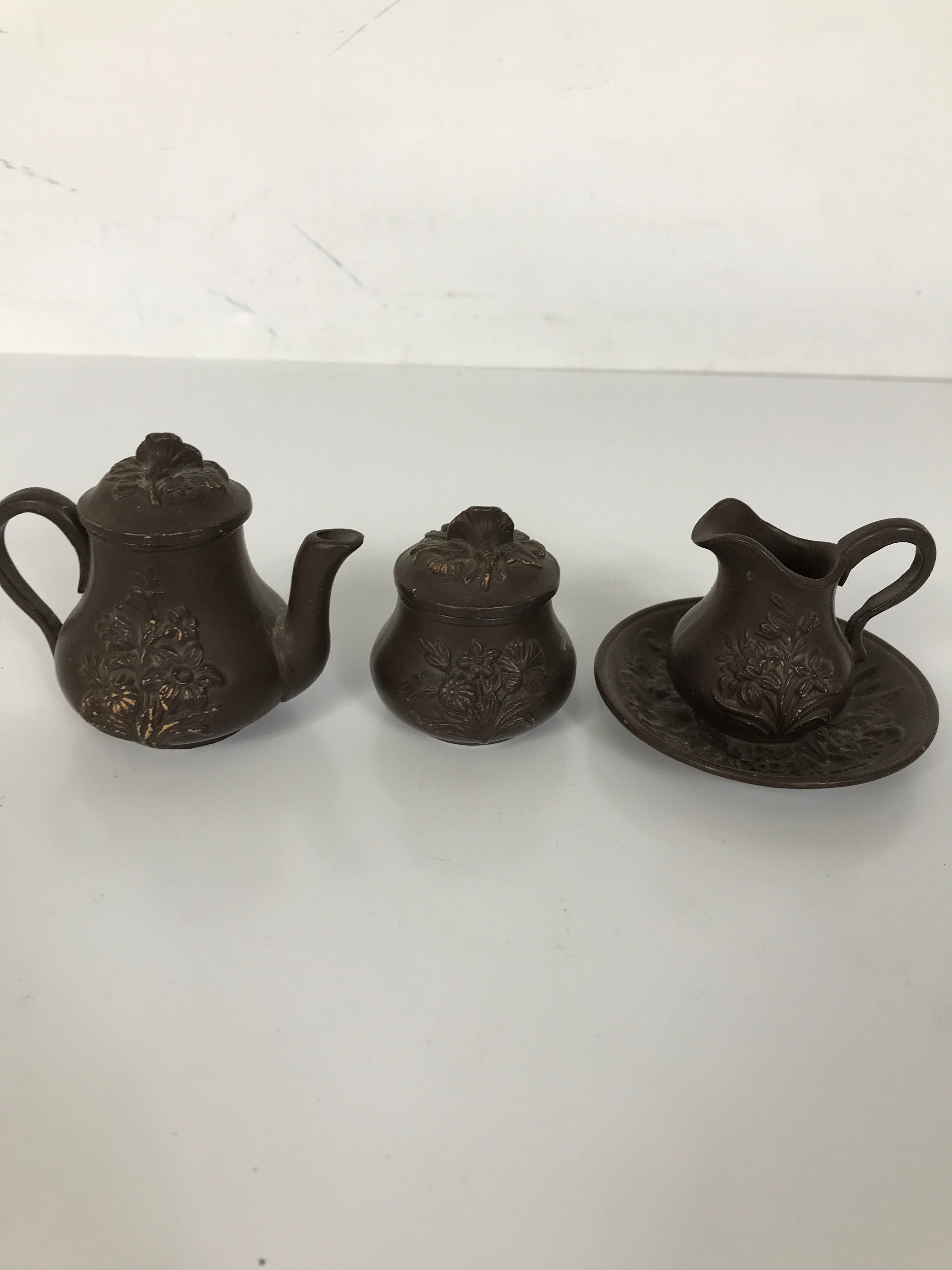 Vintage 6 piece Child's Tea Set Terra Cotta Floral Design