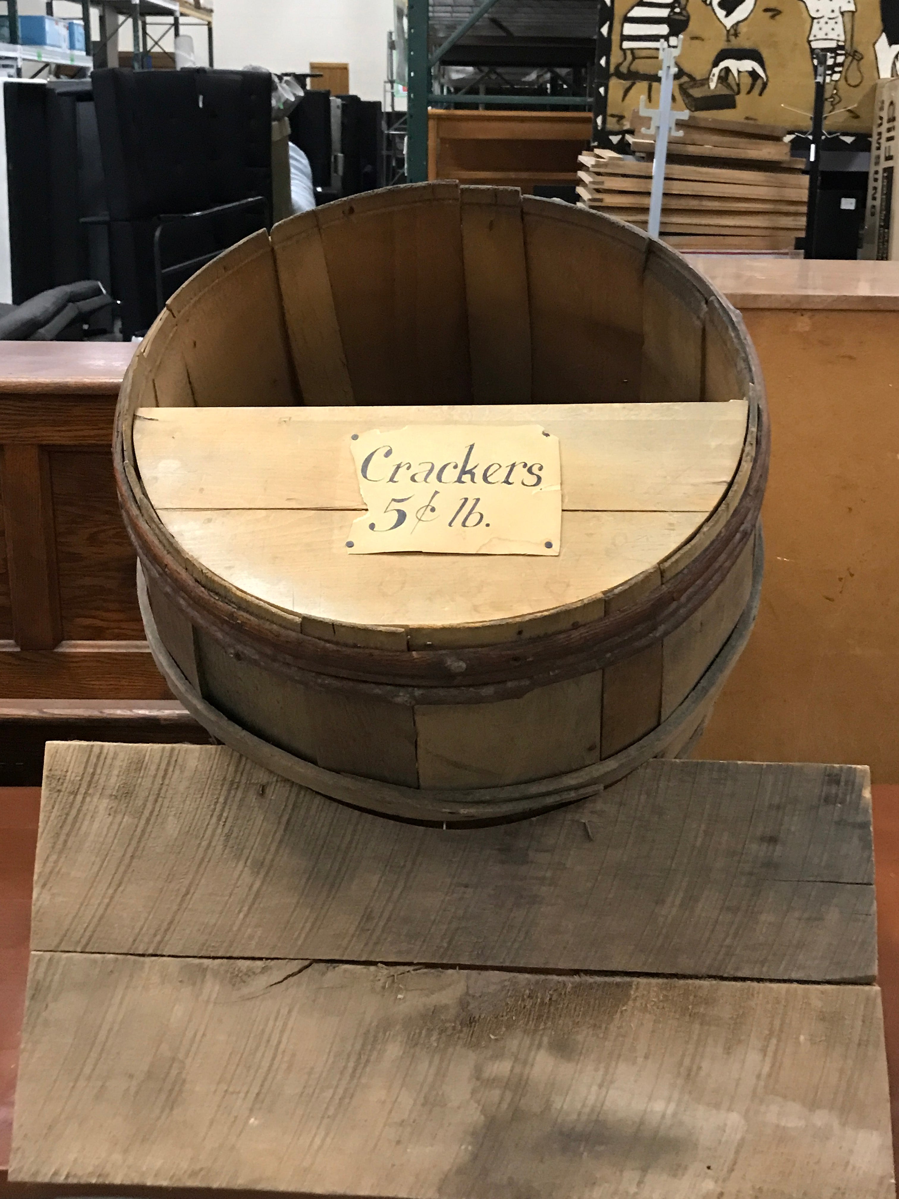 Antique 1800s Primitive General Store Wooden Cracker Barrel